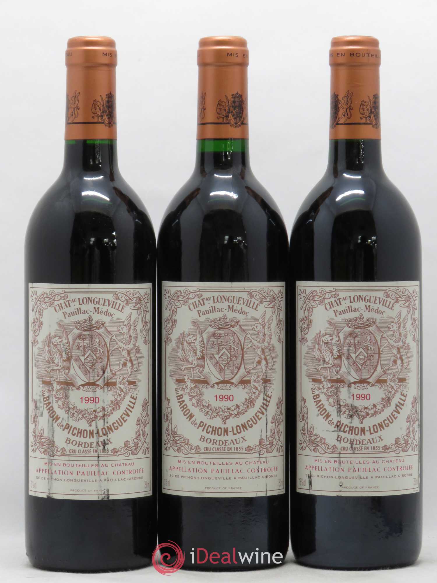 Pichon Longueville Baron 2ème Grand Cru Classé 1990 - Lotto di 3 bottiglie - 0