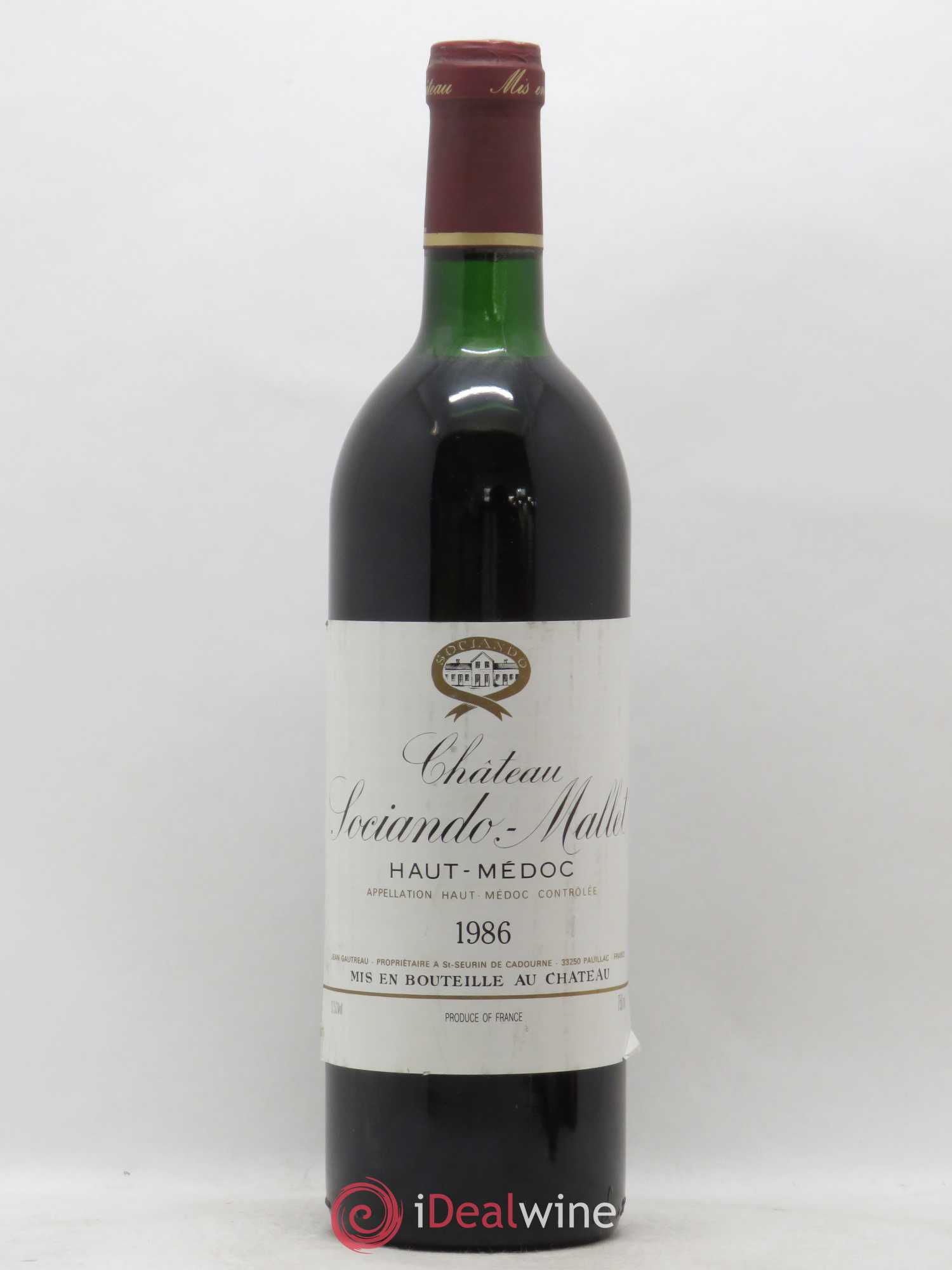 Château Sociando Mallet 1986 - Lot de 1 bouteille - 0