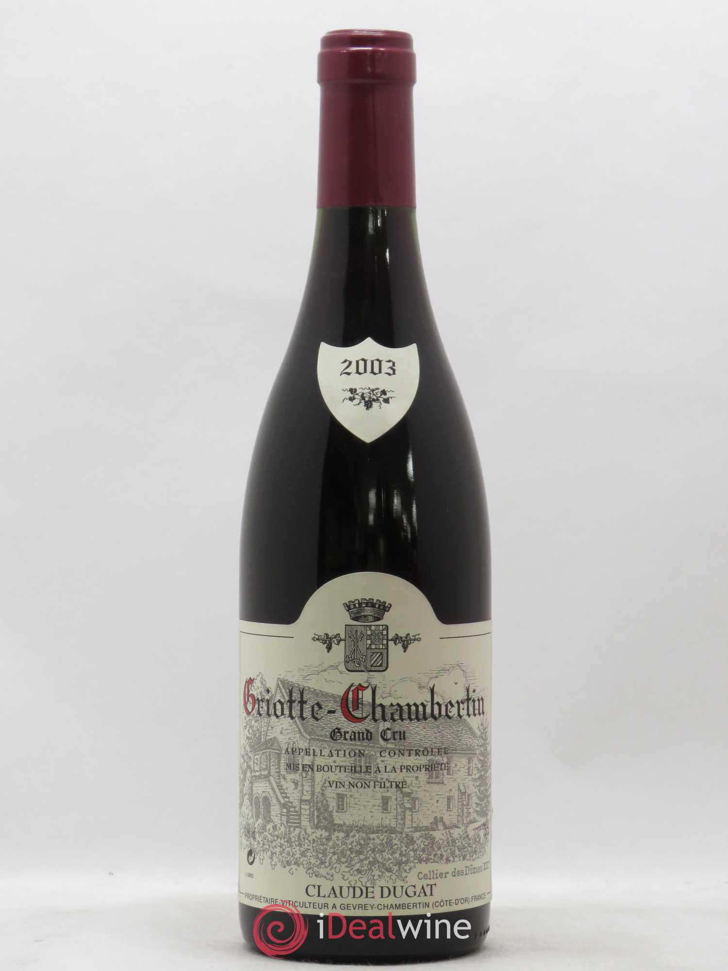 Griotte-Chambertin Grand Cru Claude Dugat 2003 - Lot de 1 bouteille - 0