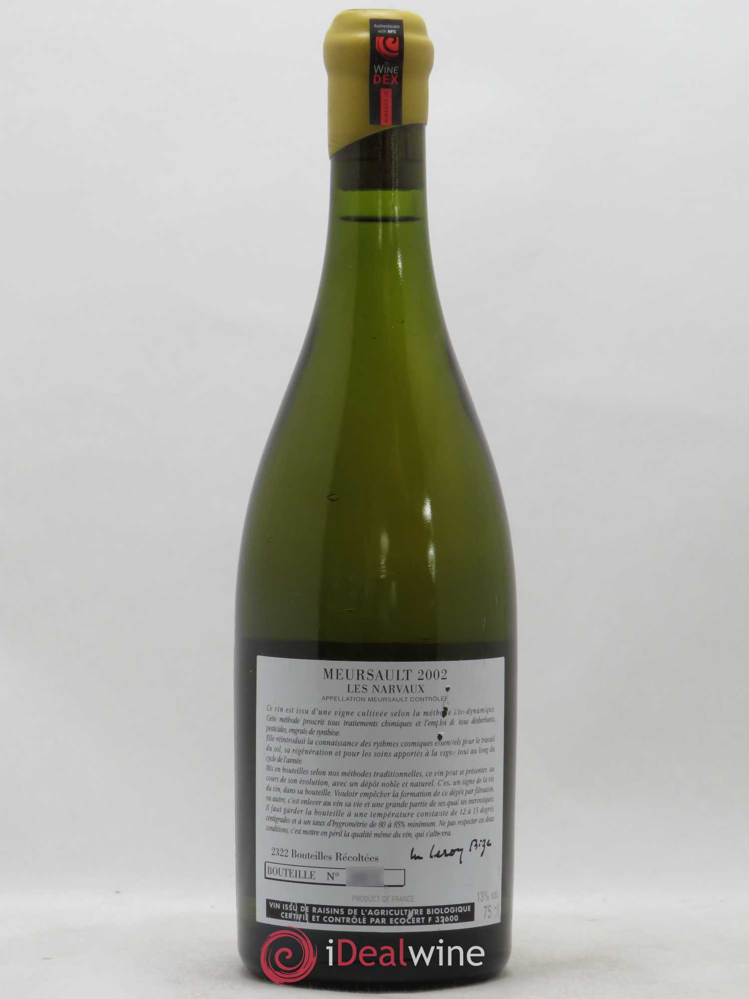 Meursault Les Narvaux d'Auvenay (Domaine) 2002 - Lot de 1 bouteille - 1