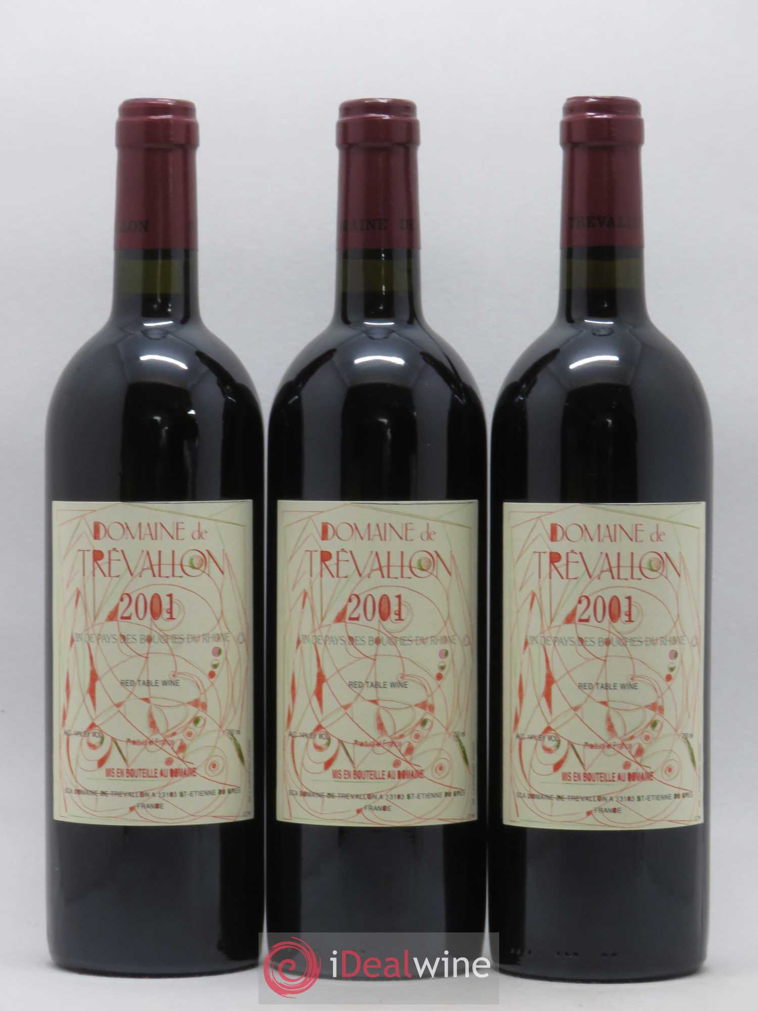 VDP Bouches du Rhône Trévallon (Domaine de) Eloi Dürrbach 2001 - Lot de 3 bouteilles - 0