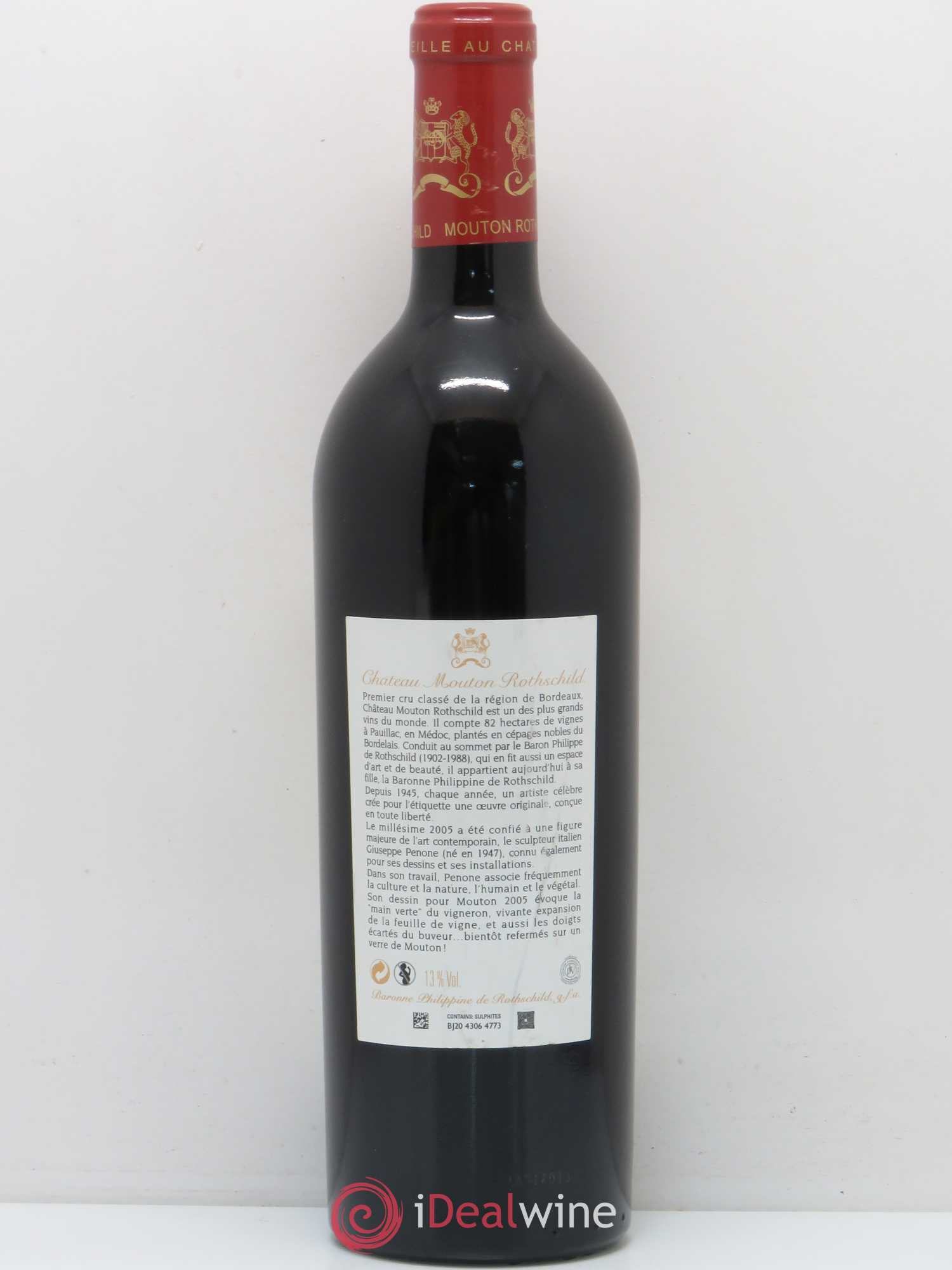 Château Mouton Rothschild 1er Grand Cru Classé 2005 - Lot de 1 bouteille - 1