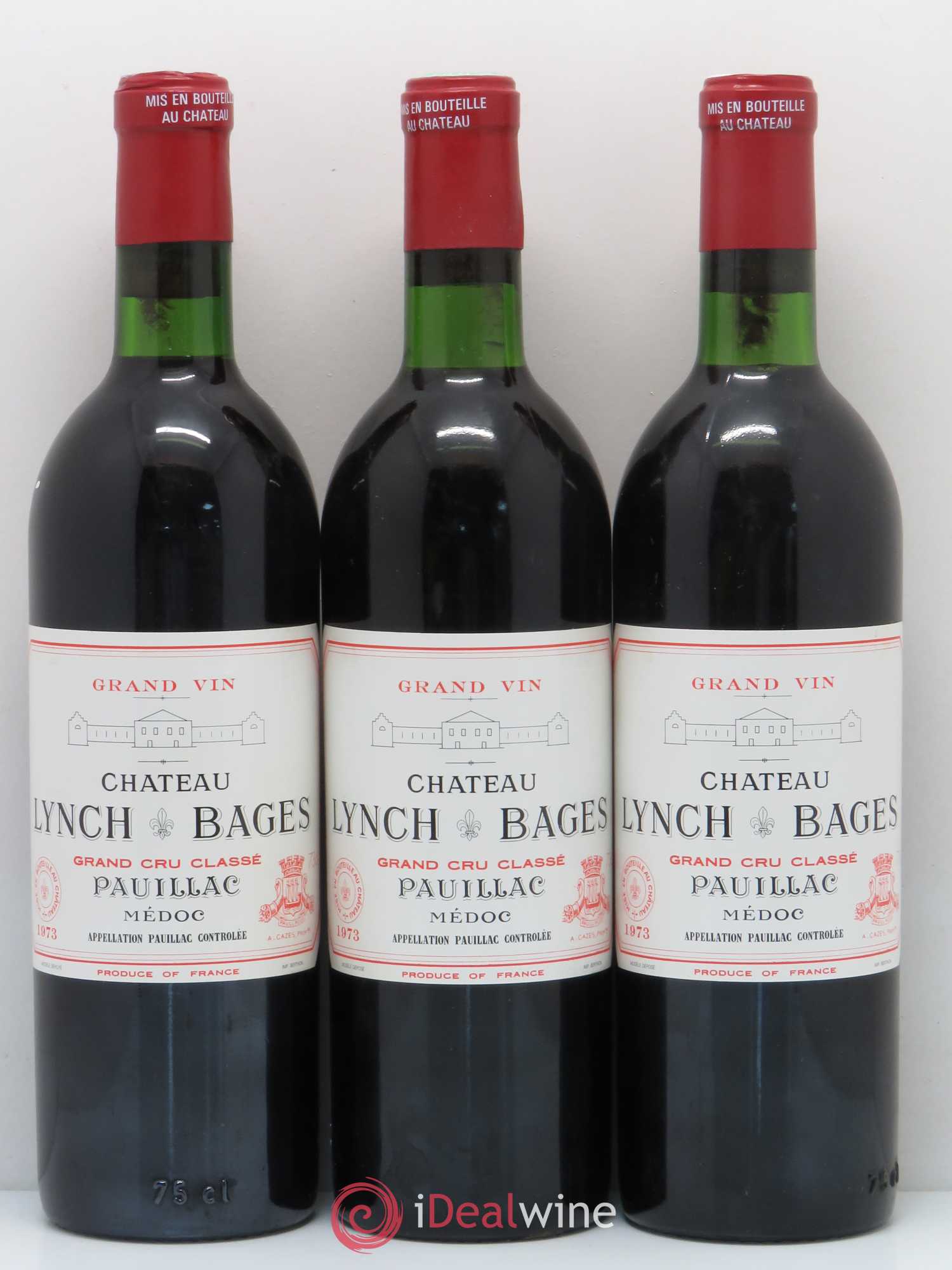 Château Lynch Bages 5ème Grand Cru Classé 1973 - Lot de 3 bouteilles - 0
