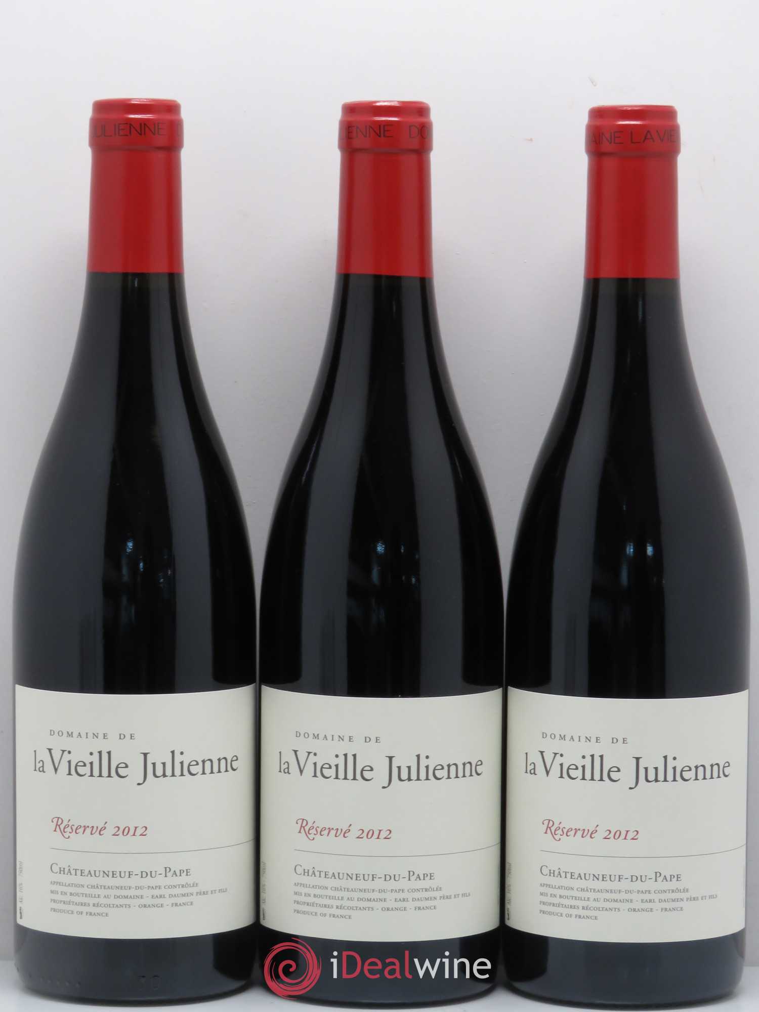 Châteauneuf-du-Pape Vieille Julienne (Domaine de la) Réservé Jean-Paul Daumen 2012 - Lot de 3 bouteilles - 0