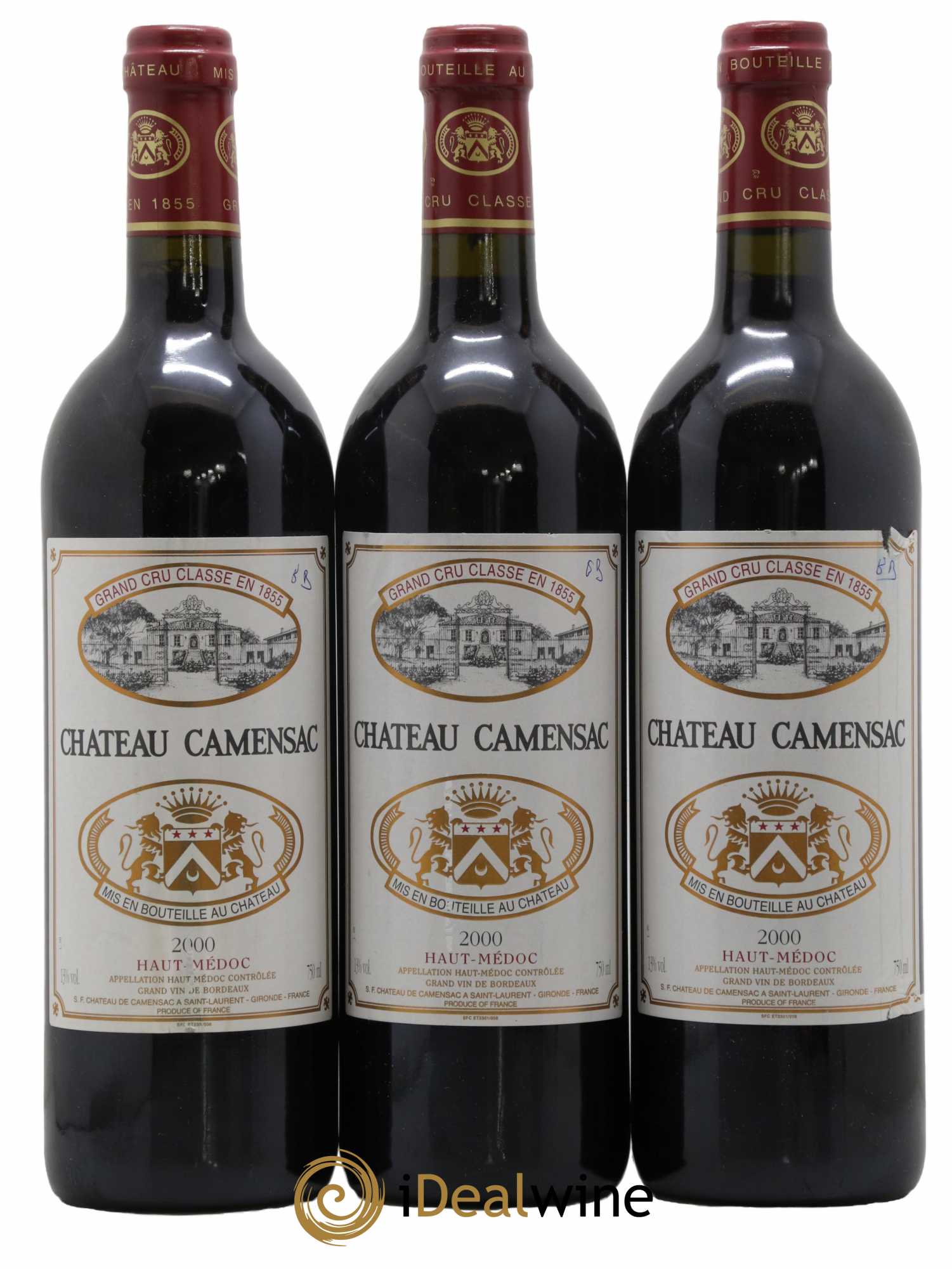 Château Camensac 5ème Grand Cru Classé 2000 - Lot de 3 bouteilles - 0