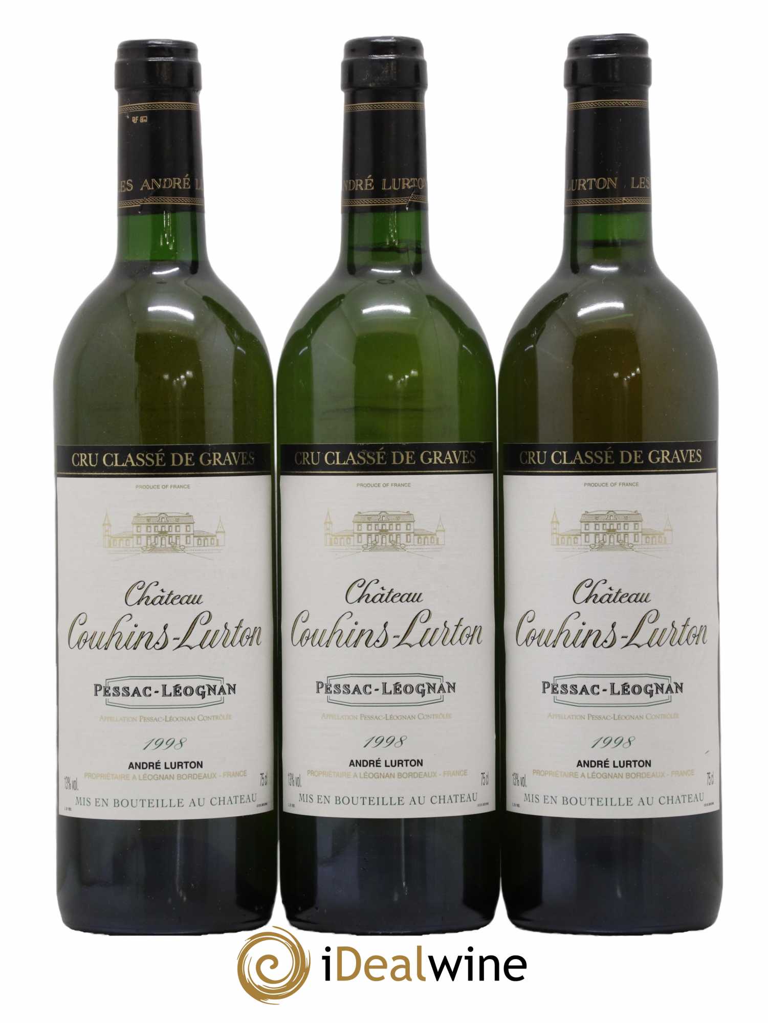 Château Couhins-Lurton Cru Classé de Graves 1998 - Lot de 3 bouteilles - 0