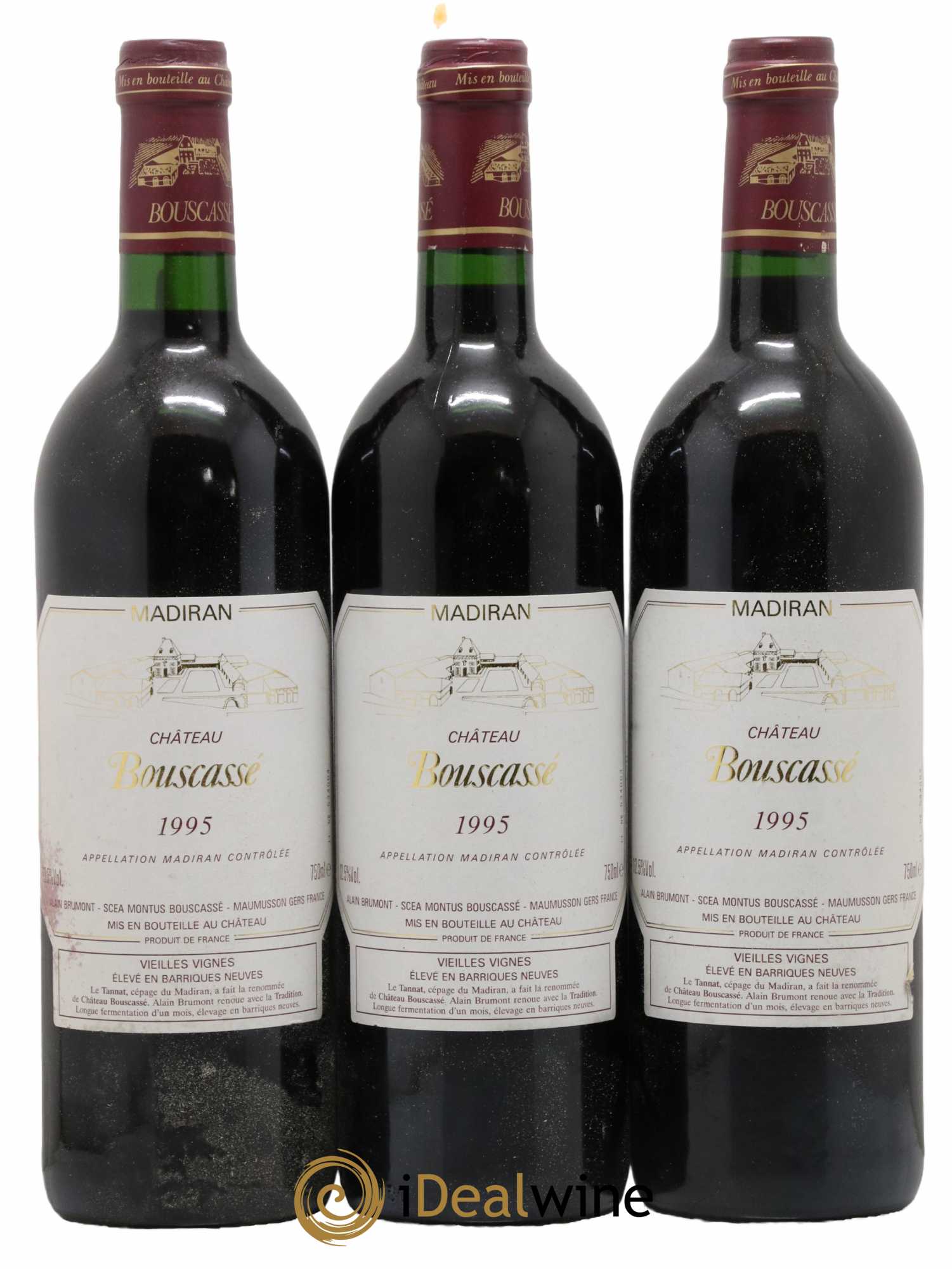 Madiran Vieilles Vignes Château Bouscassé - Alain Brumont 1995 - Lot de 3 bouteilles - 0