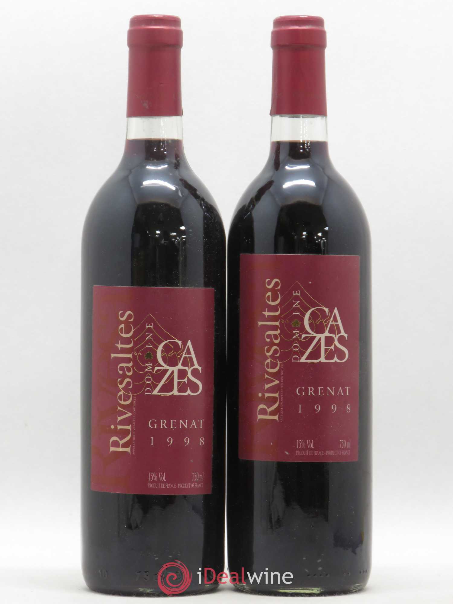 Rivesaltes Grenat Domaine Cazes (sans prix de réserve) 1998 - Posten von 2 Flaschen - 0