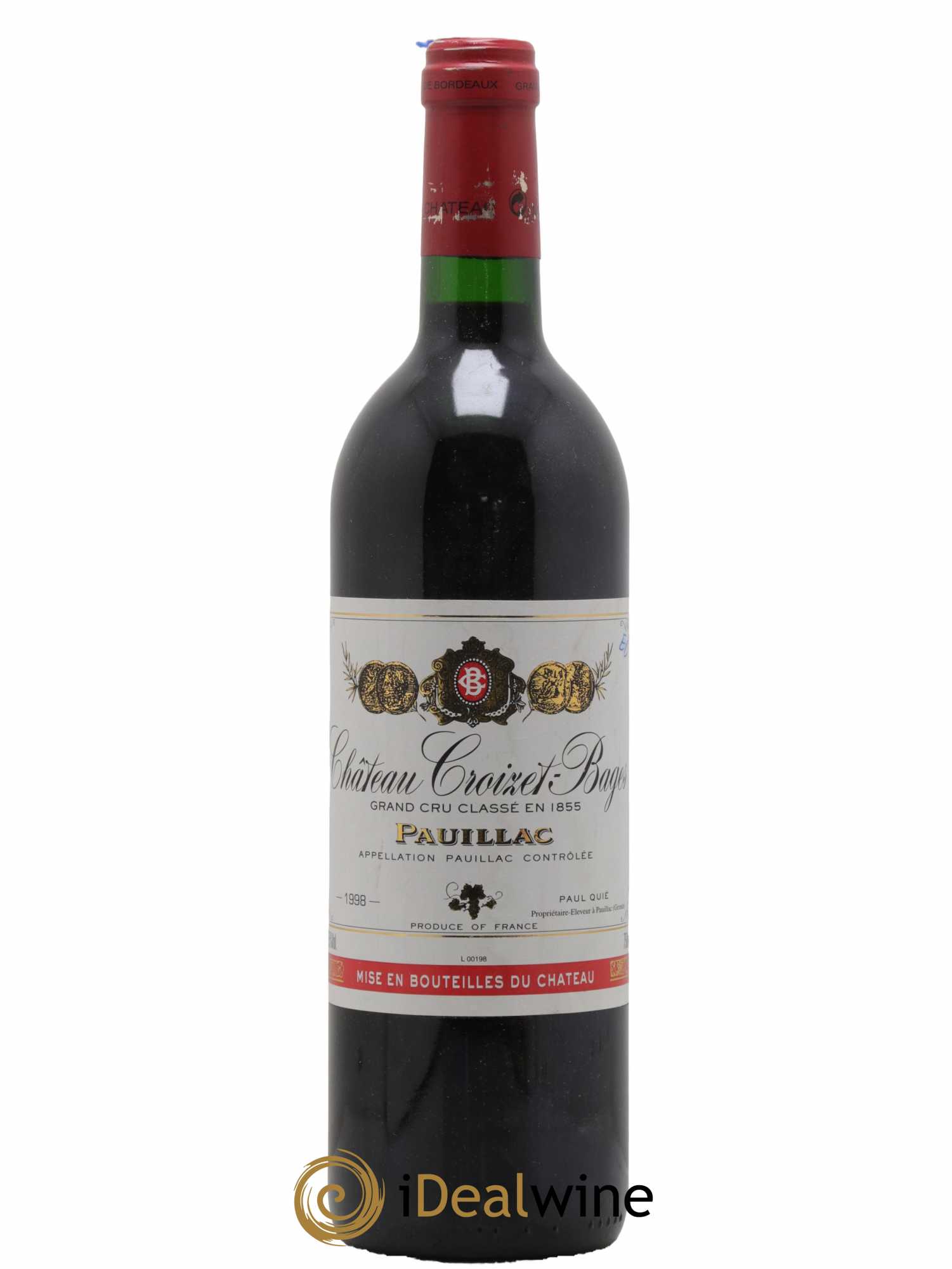 Château Croizet Bages 5ème Grand Cru Classé 1998 - Lot de 1 bouteille - 0