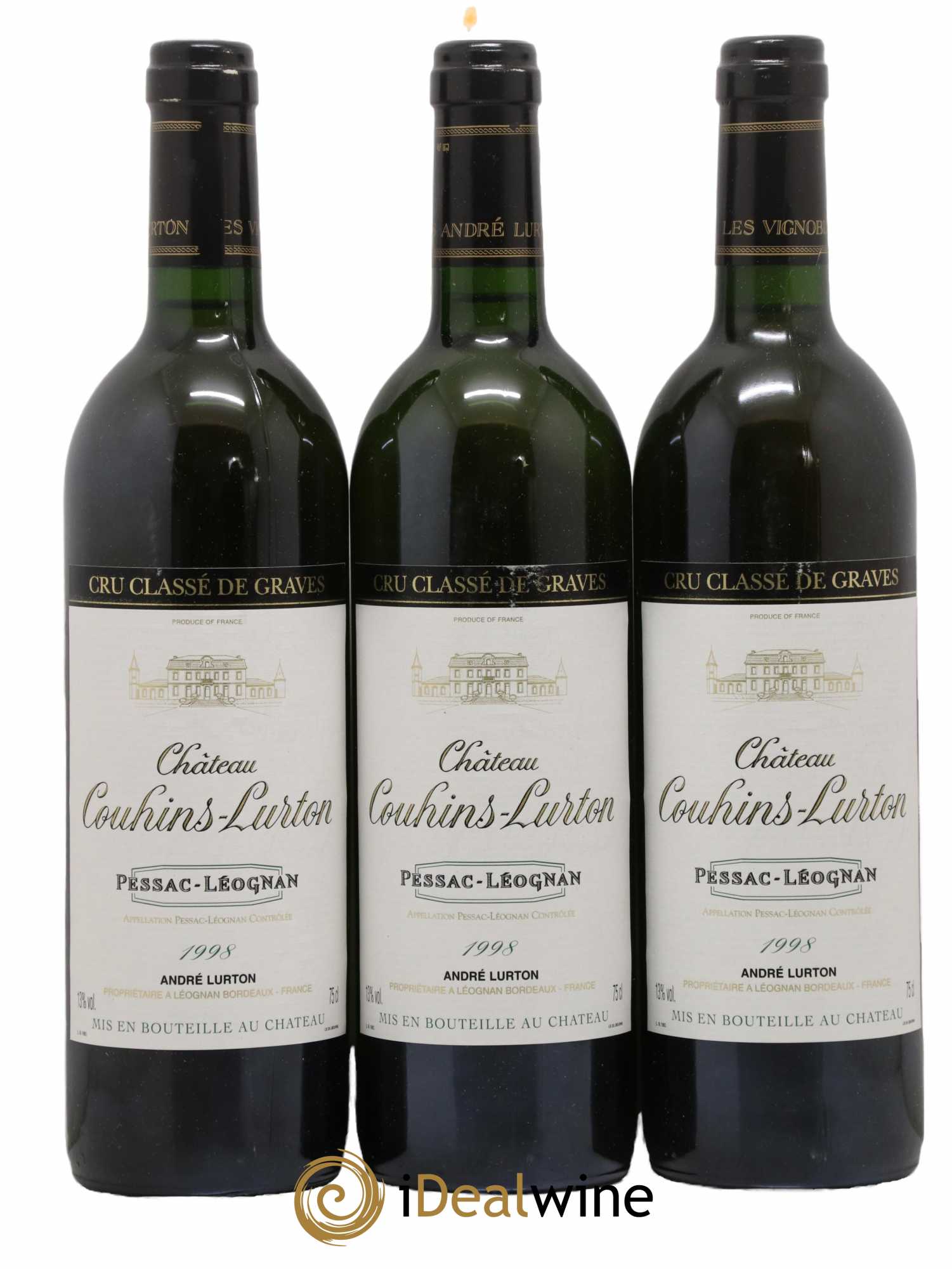 Château Couhins-Lurton Cru Classé de Graves 1998 - Lot de 3 bouteilles - 0
