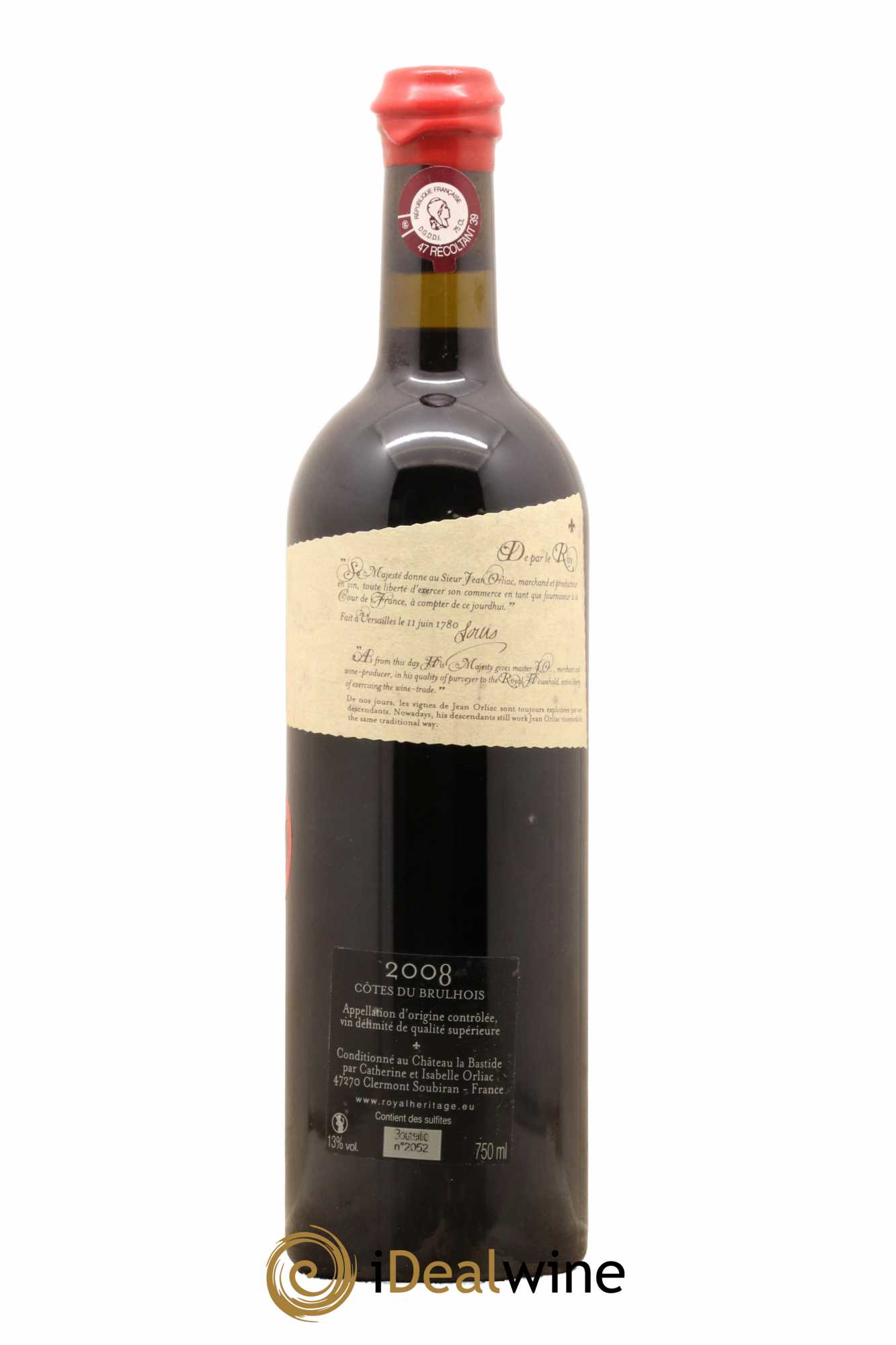 Sud-Ouest Côtes du Brulhois Cuvée Royal Héritage Château La Bastide 2008 - Lot de 1 bouteille - 1