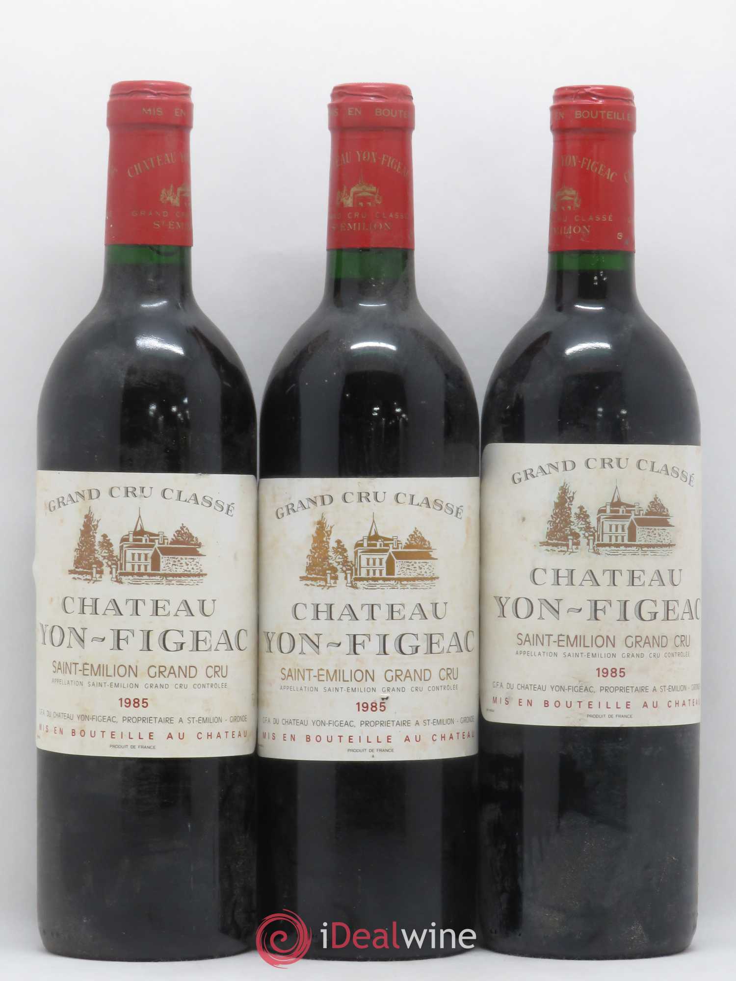 Château Yon Figeac Grand Cru Classé 1985 - Lot de 3 bouteilles - 0