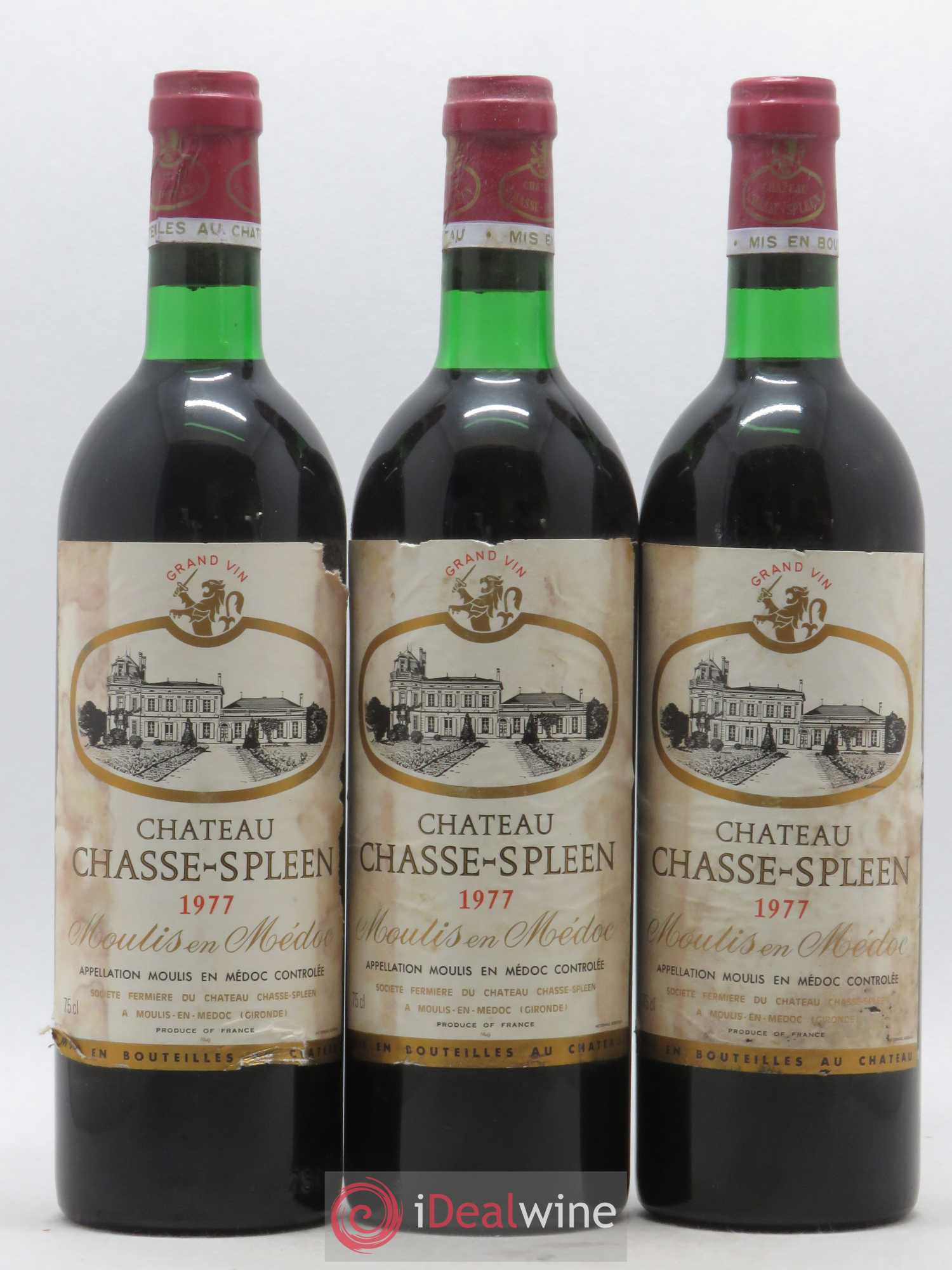 Château Chasse Spleen 1977 - Lot de 3 bouteilles - 0