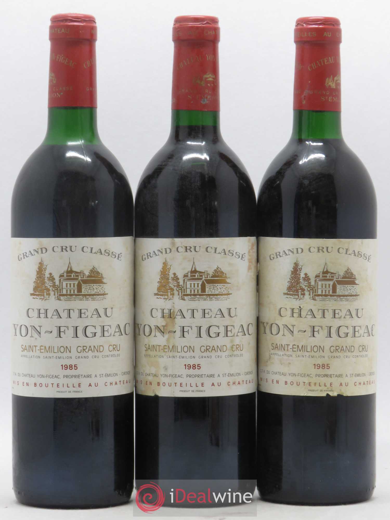 Château Yon Figeac Grand Cru Classé 1985 - Lot de 3 bouteilles - 0