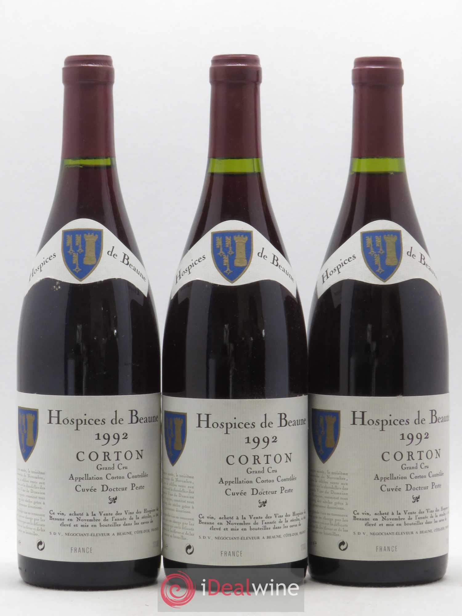 Corton Grand Cru Hospices de Beaune Cuvée Docteur Peste Mise SDV 1992 - Posten von 3 Flaschen - 0