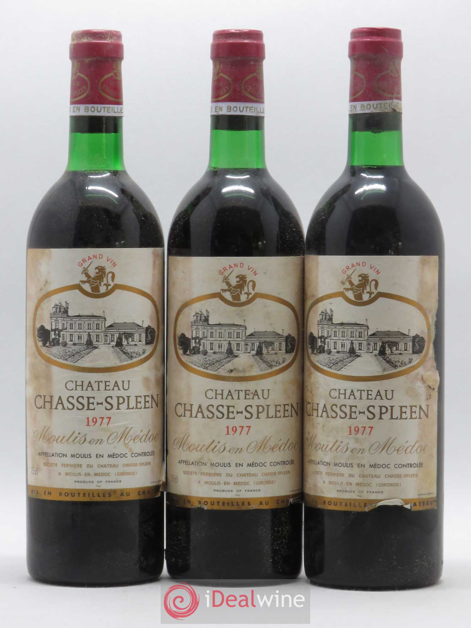 Château Chasse Spleen 1977 - Lot de 3 bouteilles - 0