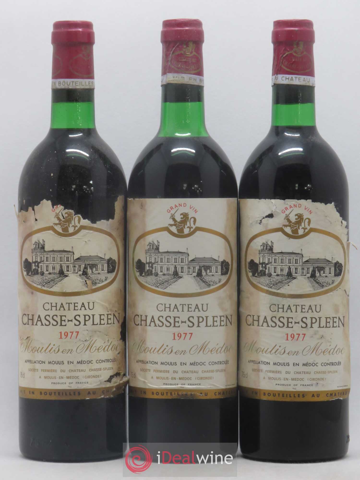 Château Chasse Spleen 1977 - Lot de 3 bouteilles - 0