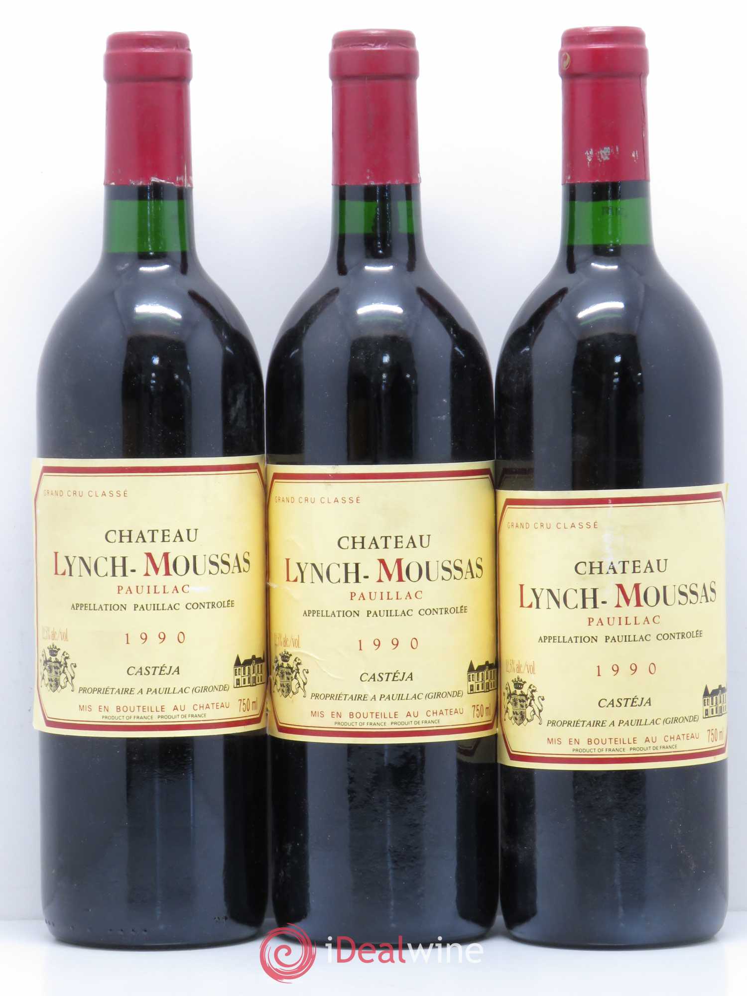 Château Lynch Moussas 5ème Grand Cru Classé 1990 - Lot de 3 bouteilles - 0