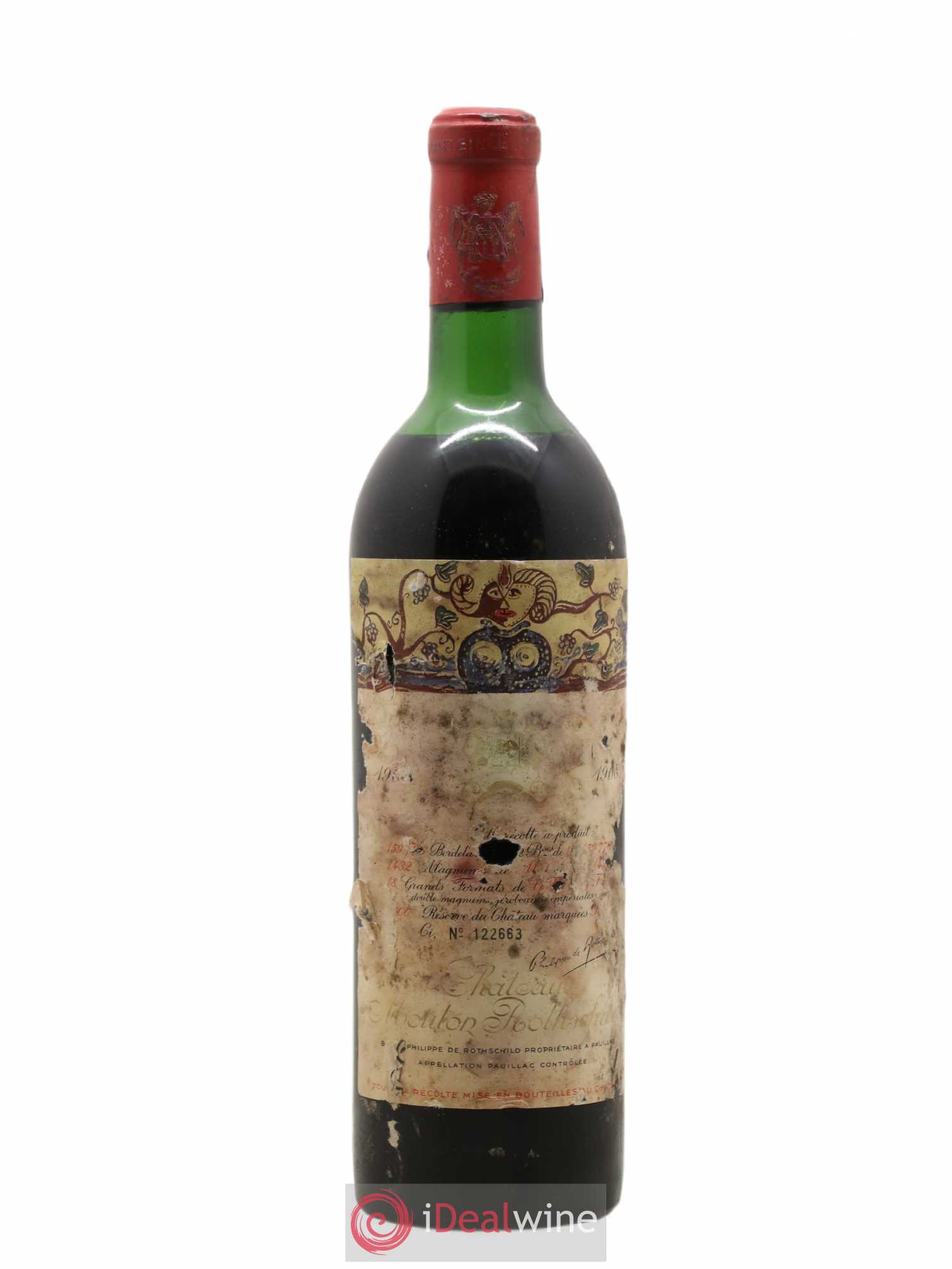 Château Mouton Rothschild 1er Grand Cru Classé 1968 - Lot de 1 bouteille - 0