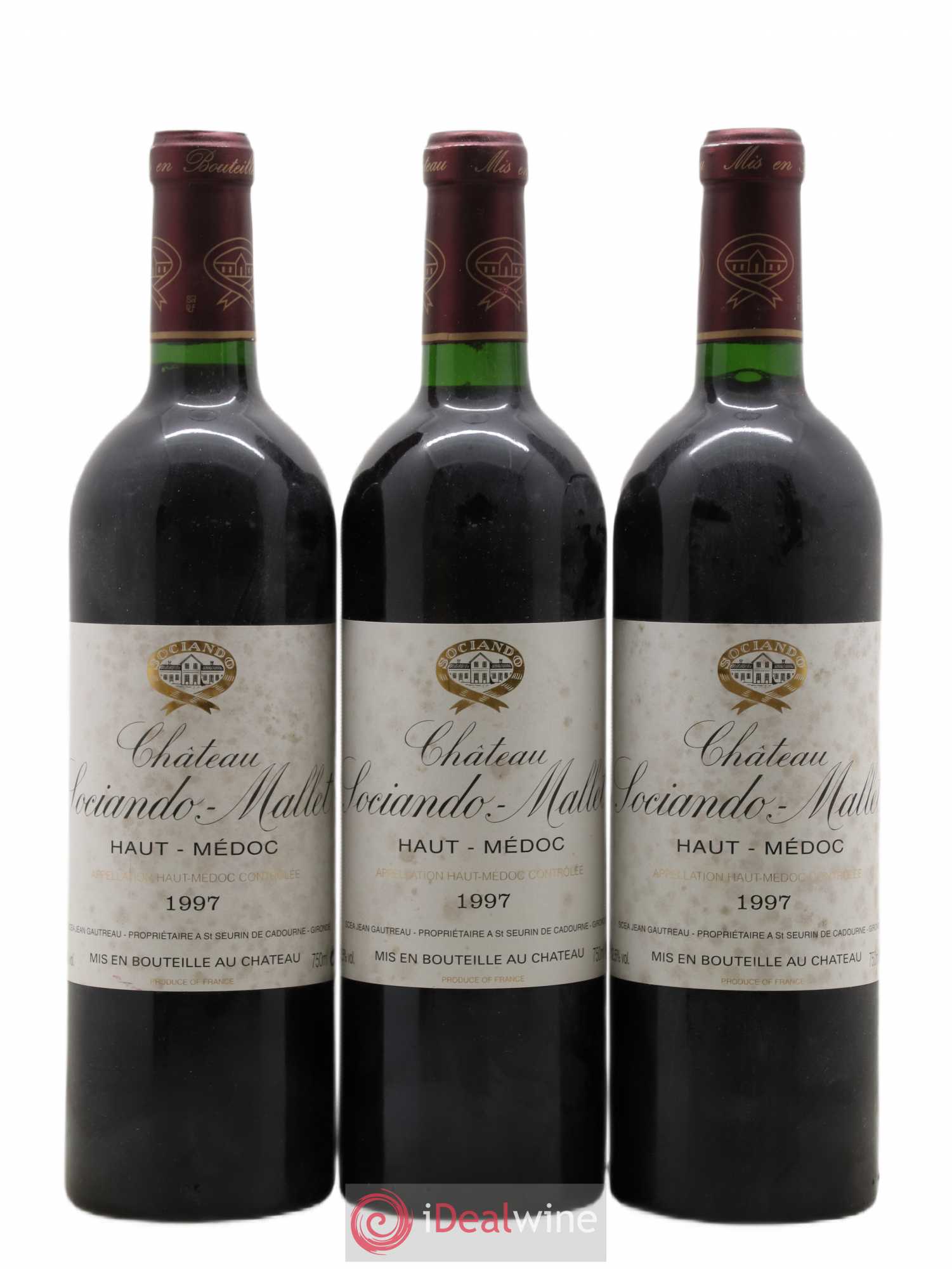 Château Sociando Mallet 1997 - Lot de 3 bouteilles - 0