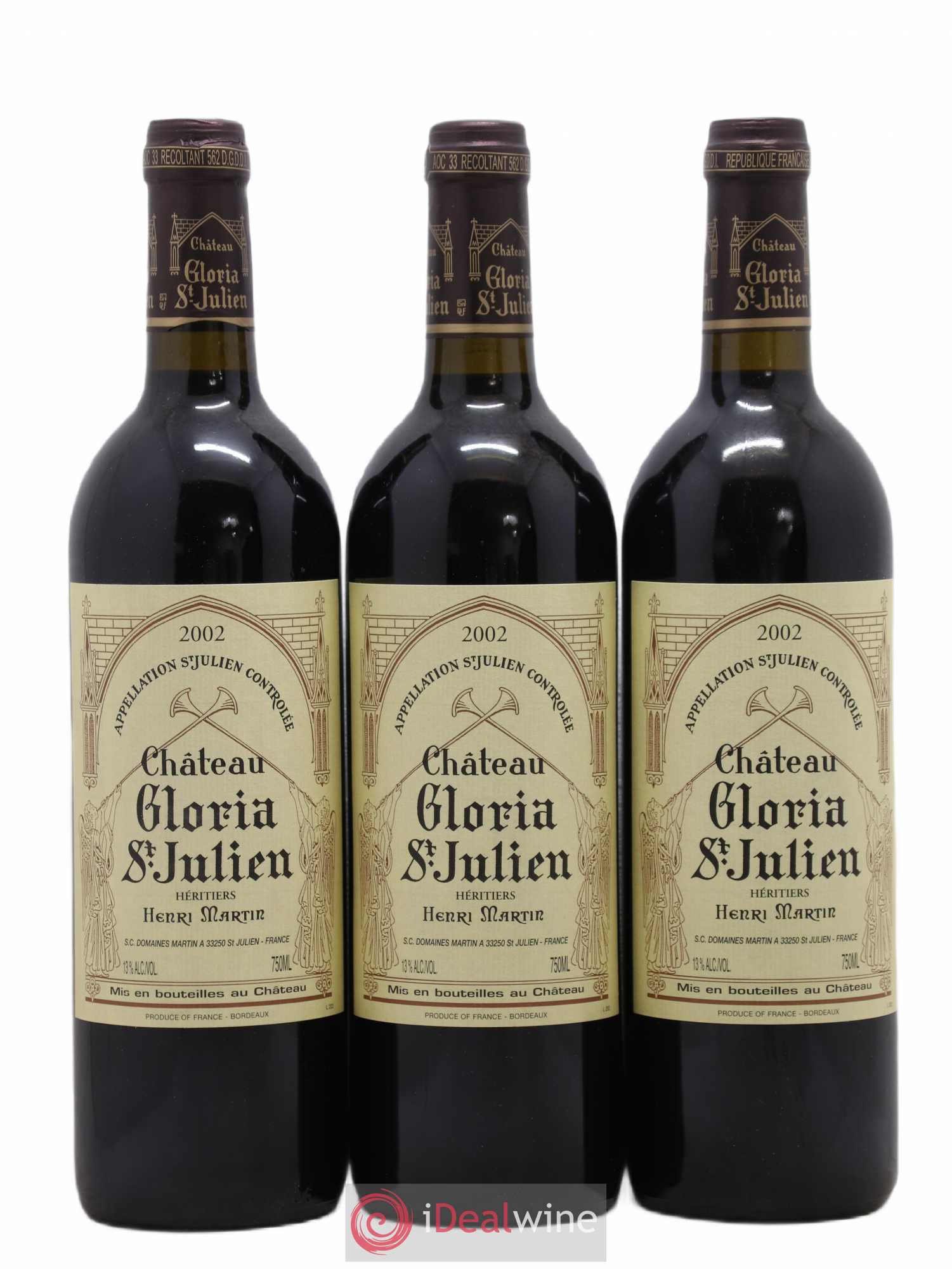 Château Gloria 2002 - Lot de 3 bouteilles - 0