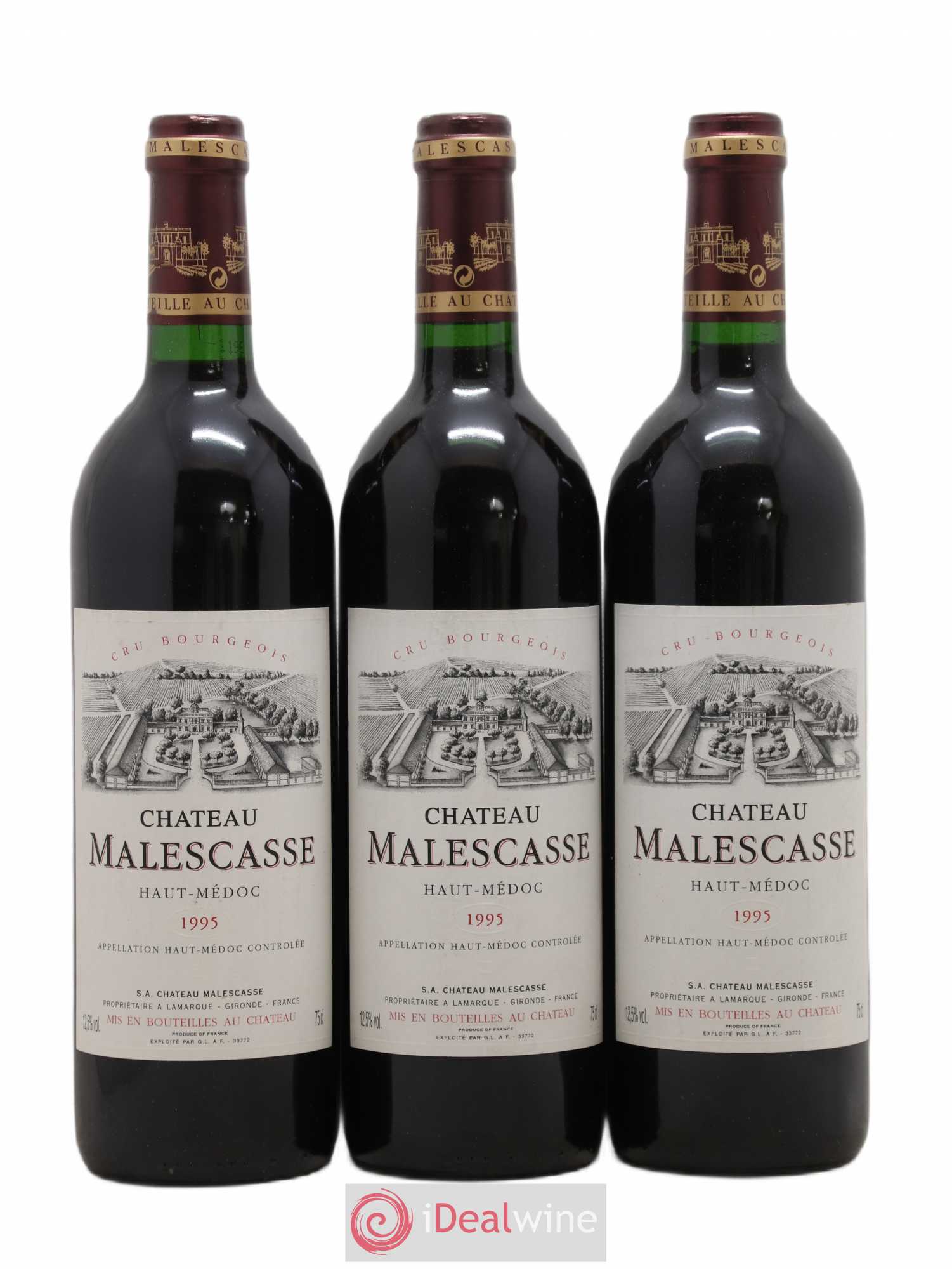 Château Malescasse Cru Bourgeois Exceptionnel 1995 - Lot de 3 bouteilles - 0