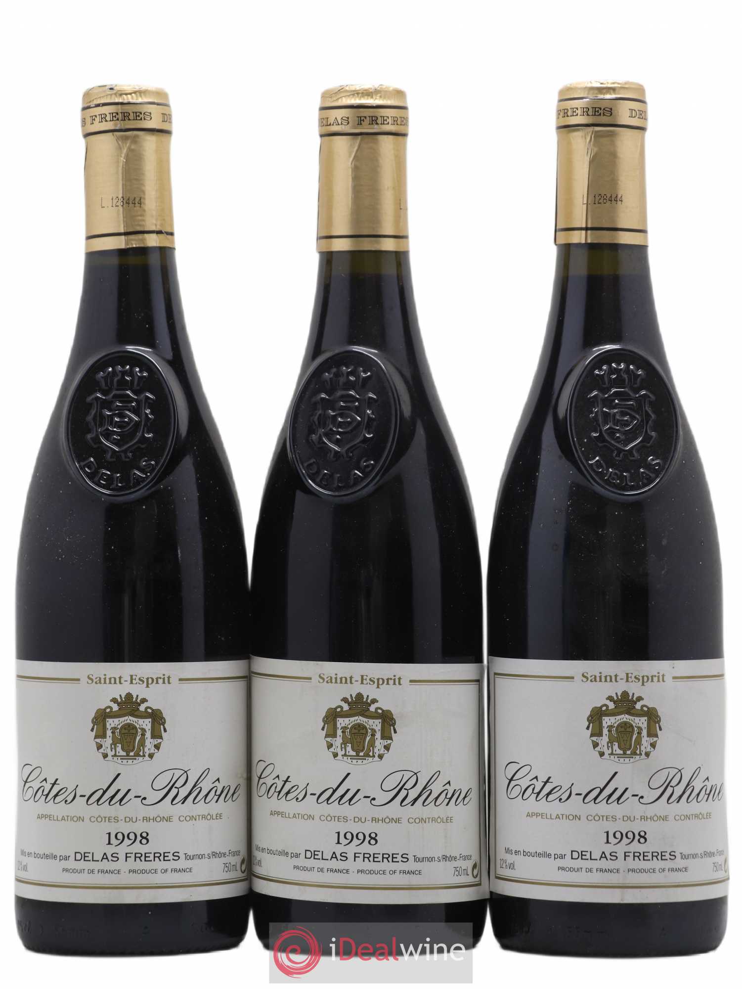 Côtes-du-Rhône Saint Esprit Delas 1998 - Lot de 3 bouteilles - 0