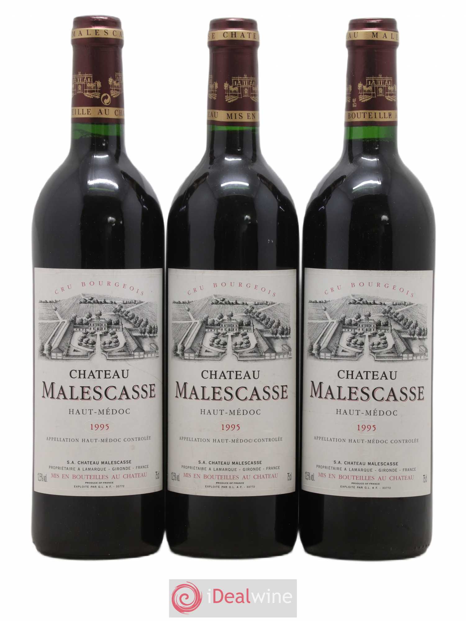 Château Malescasse Cru Bourgeois Exceptionnel 1995 - Lot de 3 bouteilles - 0