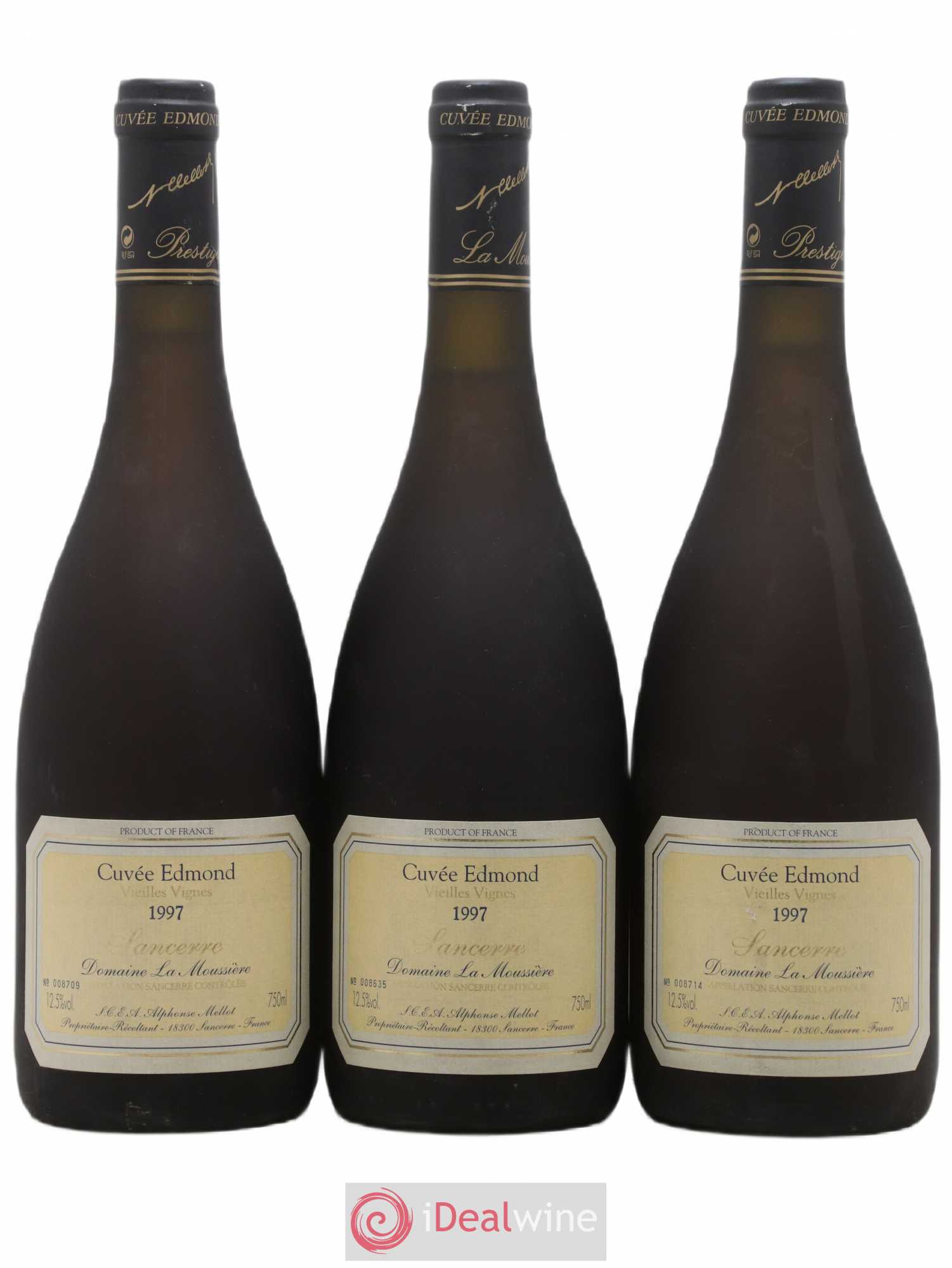 Sancerre Cuvée Edmond Alphonse Mellot Vieilles vignes Domaine La Moussière 1997 - Posten von 3 Flaschen - 0