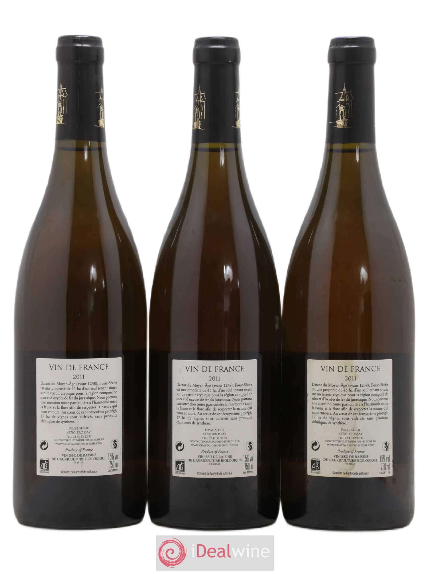 Vin de France Les Tris de la Chapellle Château de Fosse-Sèche 2011 - Lot de 3 bouteilles - 1