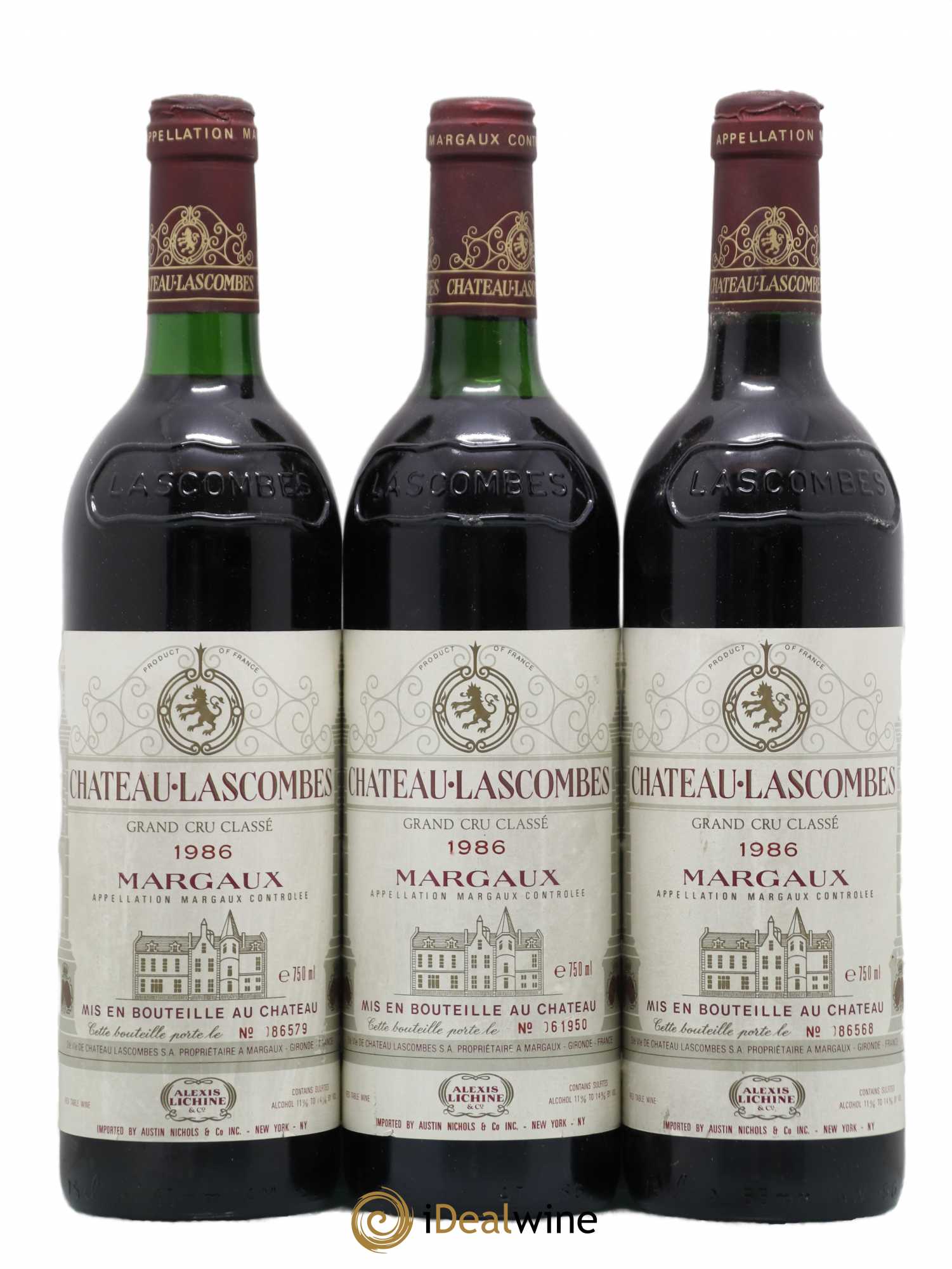 Château Lascombes 2ème Grand Cru Classé 1986 - Lot de 3 bouteilles - 0