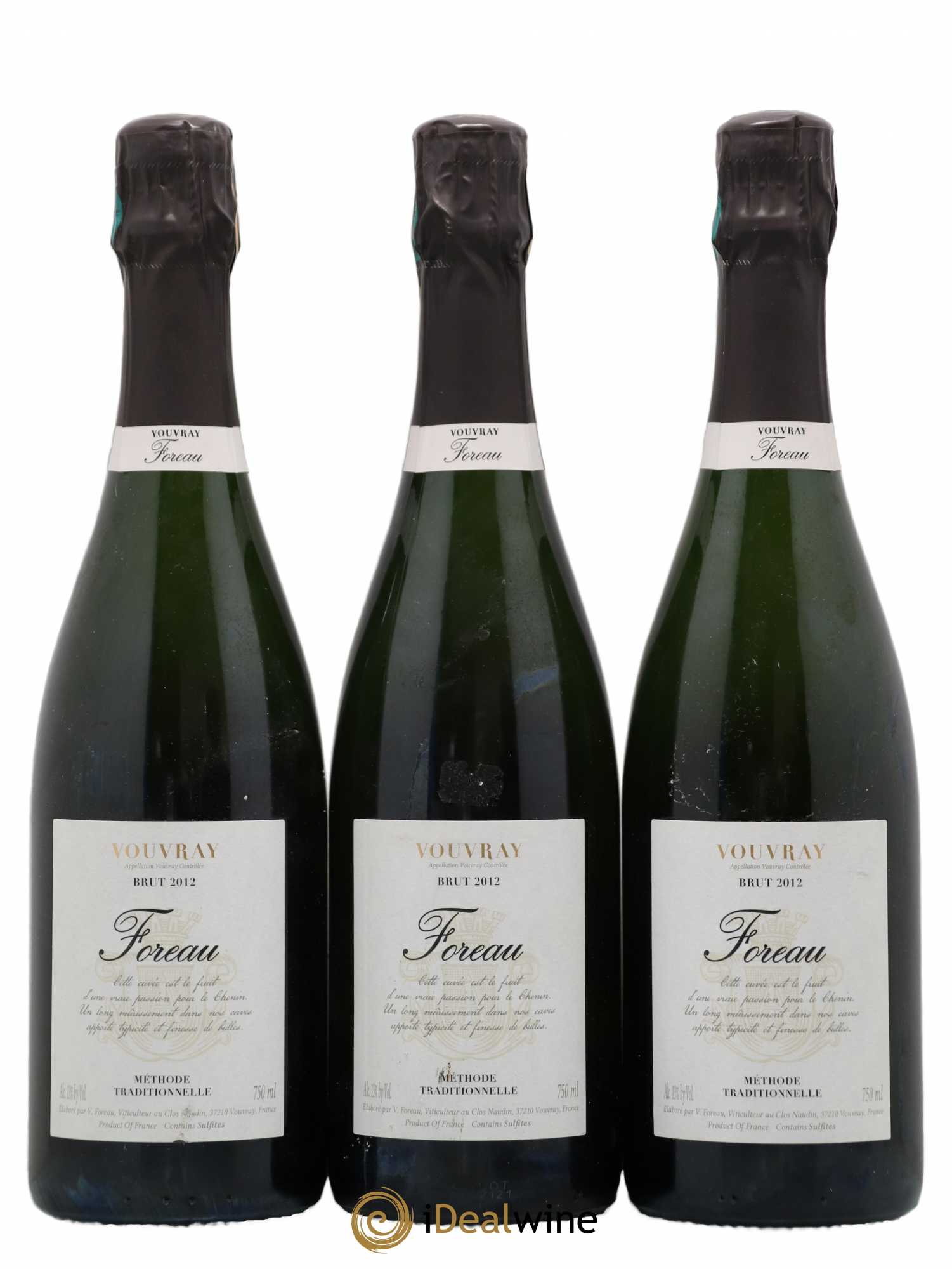 Vouvray Brut Méthode Traditionnelle Clos Naudin - Philippe Foreau 2012 - Lot de 3 bouteilles - 0