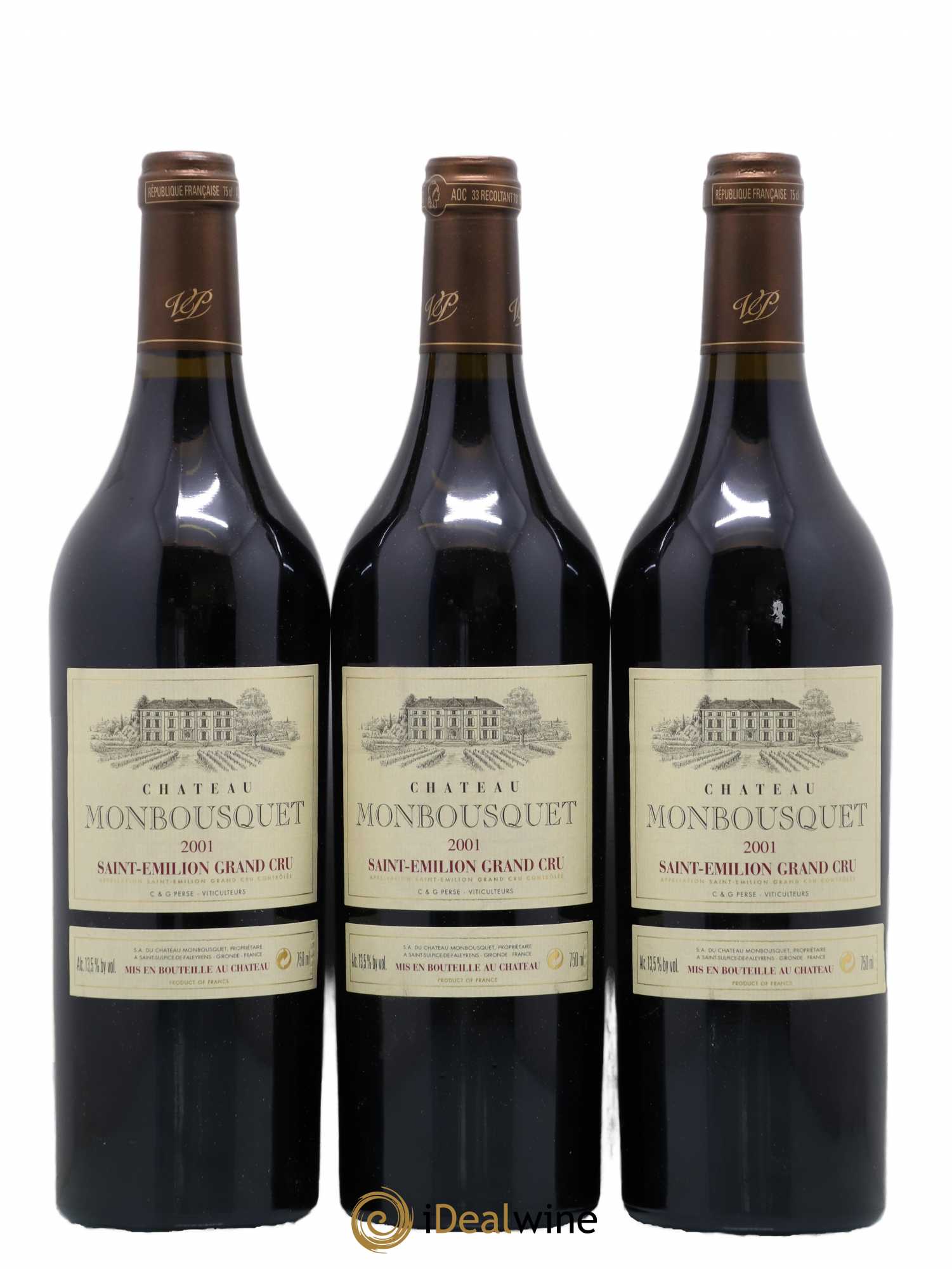 Château Monbousquet Grand Cru Classé 2001 - Lot de 3 bouteilles - 0