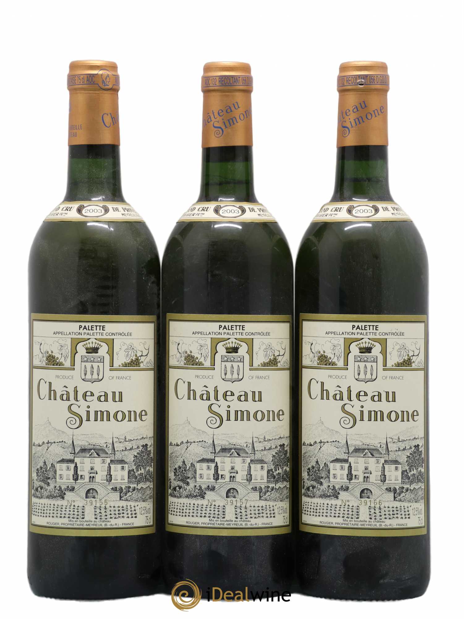 Palette Château Simone Famille Rougier 2003 - Lot de 3 bouteilles - 0