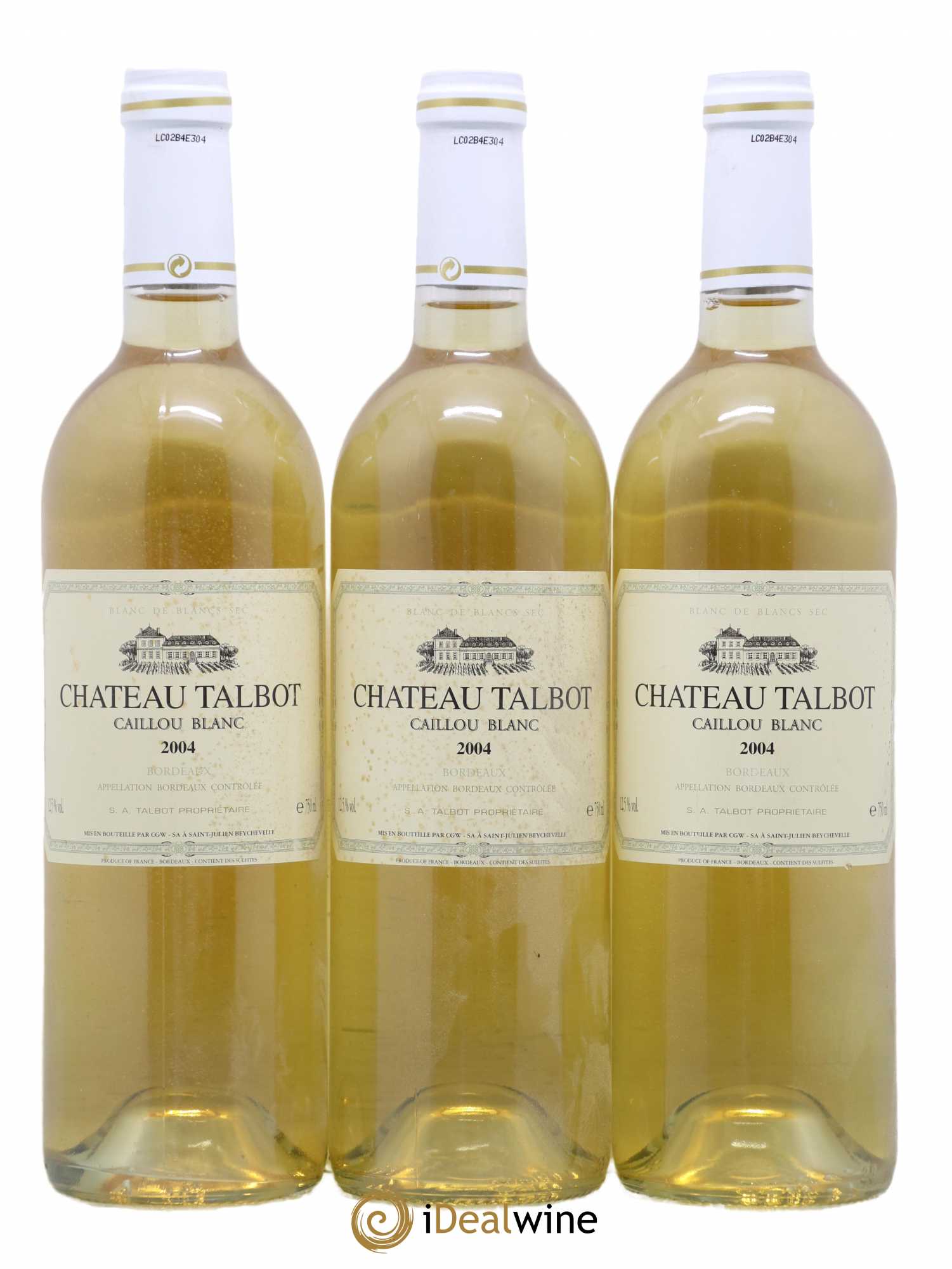 Château Talbot Caillou Blanc 2004 - Lot de 3 bouteilles - 0