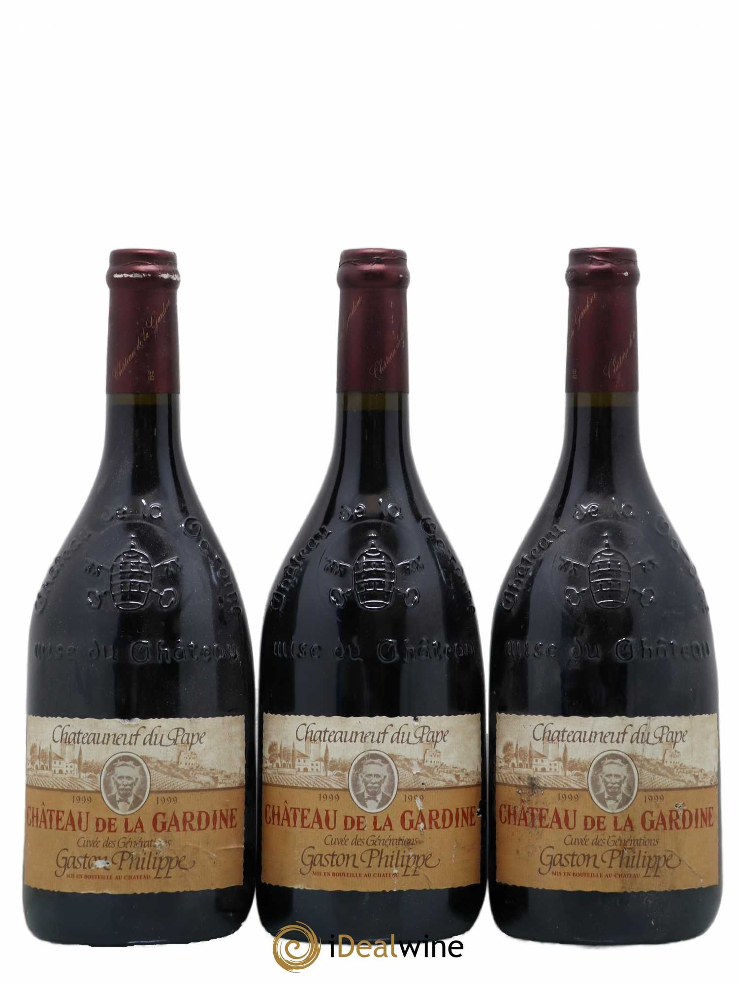 Châteauneuf-du-Pape Château de La Gardine Cuvée des Générations Gaston Philippe Famille Brunel 1999 - Lot de 3 bouteilles - 0
