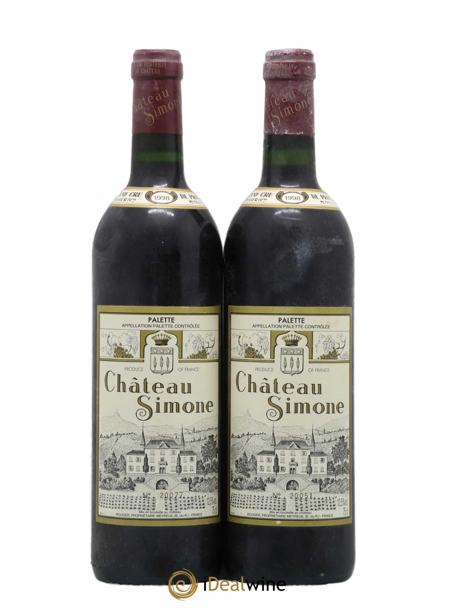 Palette Château Simone Famille Rougier 1998 - Lot de 2 bouteilles - 0