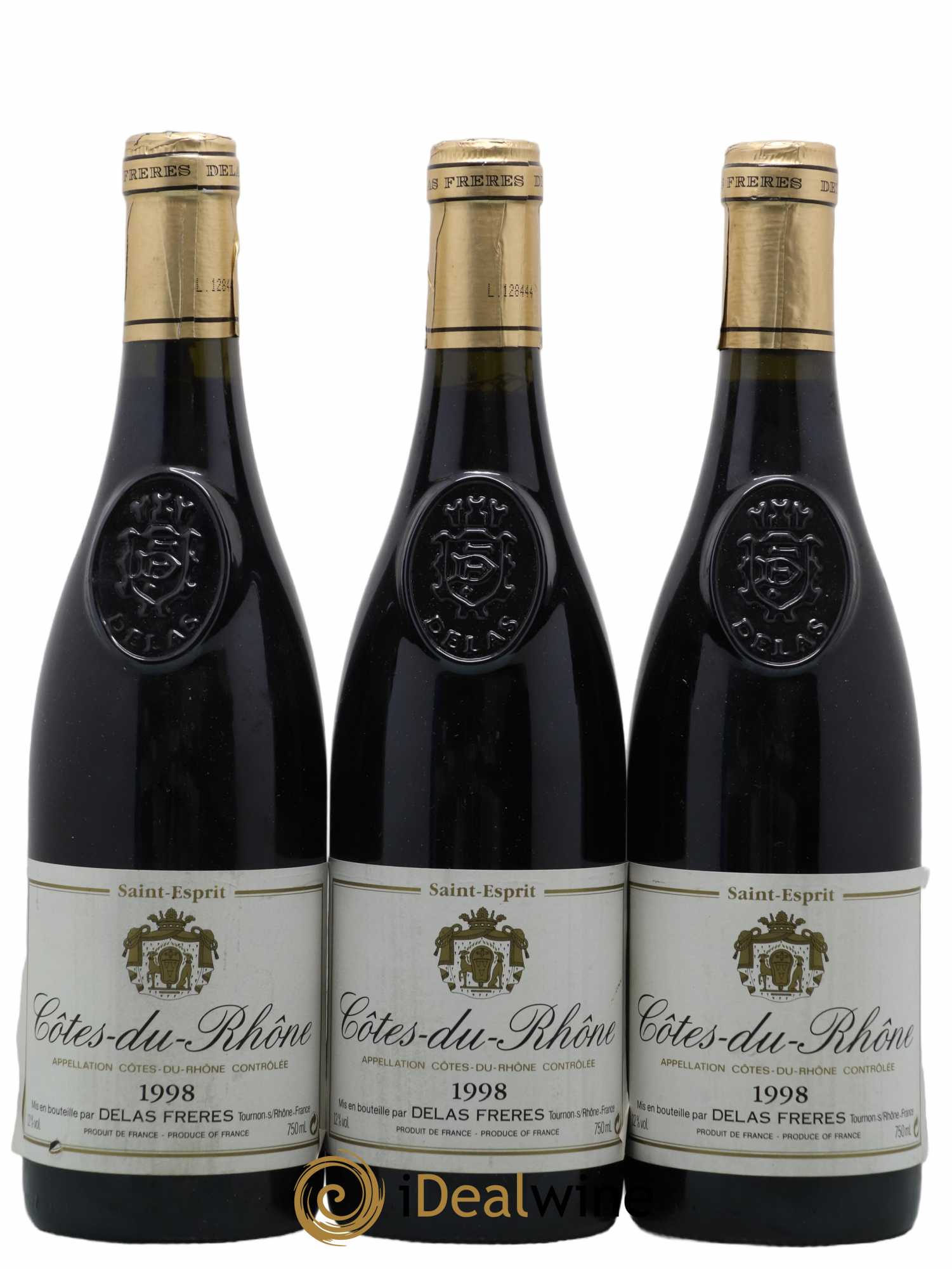 Côtes-du-Rhône Saint Esprit Delas Frères 1998 - Lot de 3 bouteilles - 0