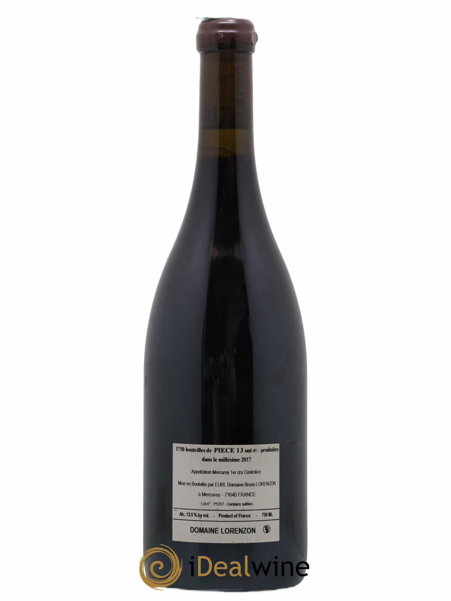 Mercurey 1er Cru Pièce 13 Bruno Lorenzon 2017 - Lot de 1 bouteille - 1