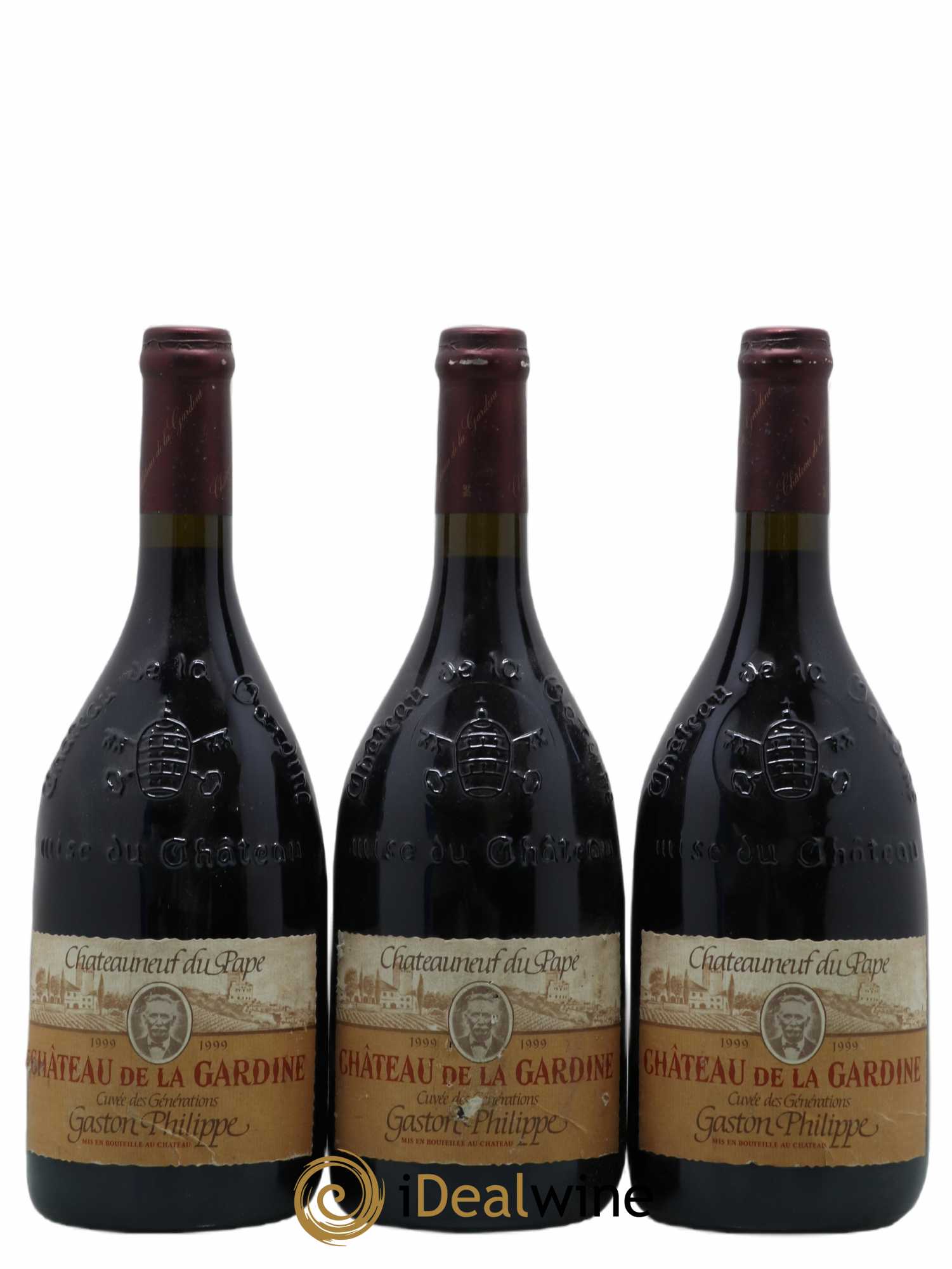 Châteauneuf-du-Pape Château de La Gardine Cuvée des Générations Gaston Philippe Famille Brunel 1999 - Lot de 3 bouteilles - 0