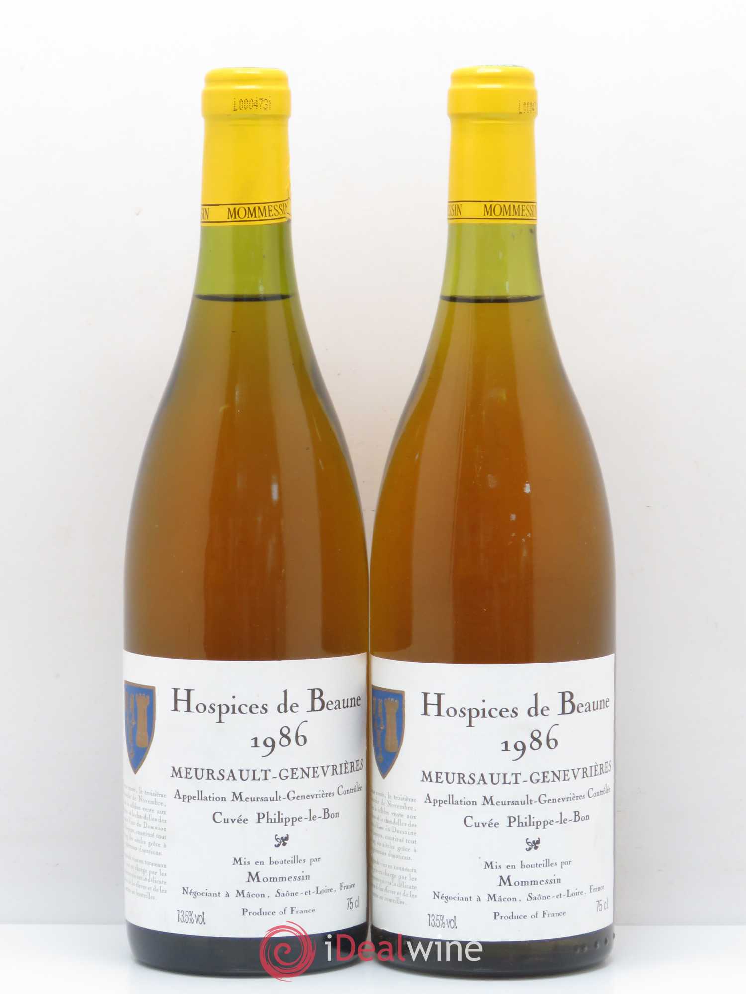 Meursault 1er Cru Genevrieres Hospices de Beaune Cuvée Philippe Le Bon Mommessin 1986 - Posten von 2 Flaschen - 0