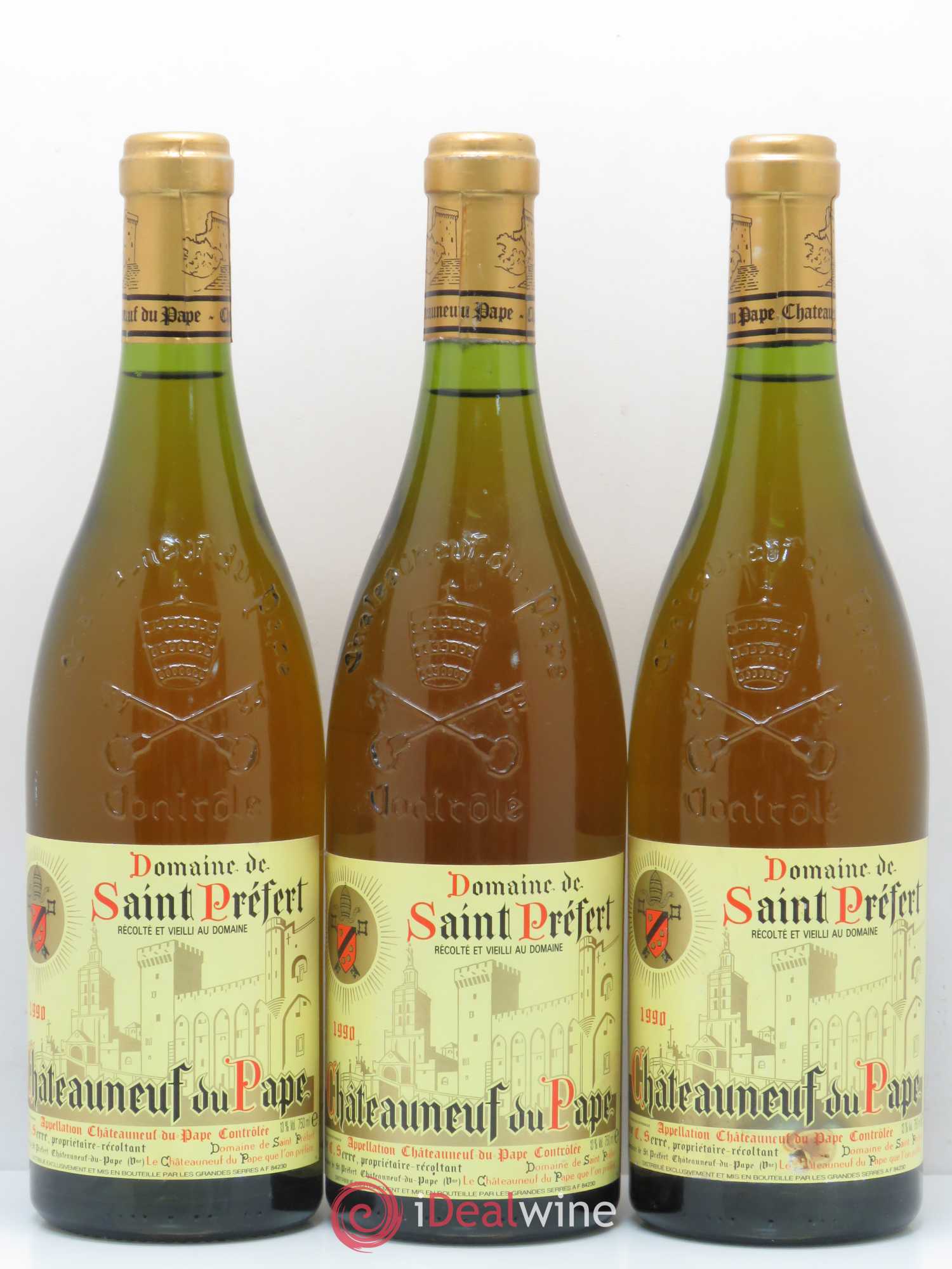 Châteauneuf-du-Pape Domaine de Saint Préfert 1990 - Lot de 3 bouteilles - 0