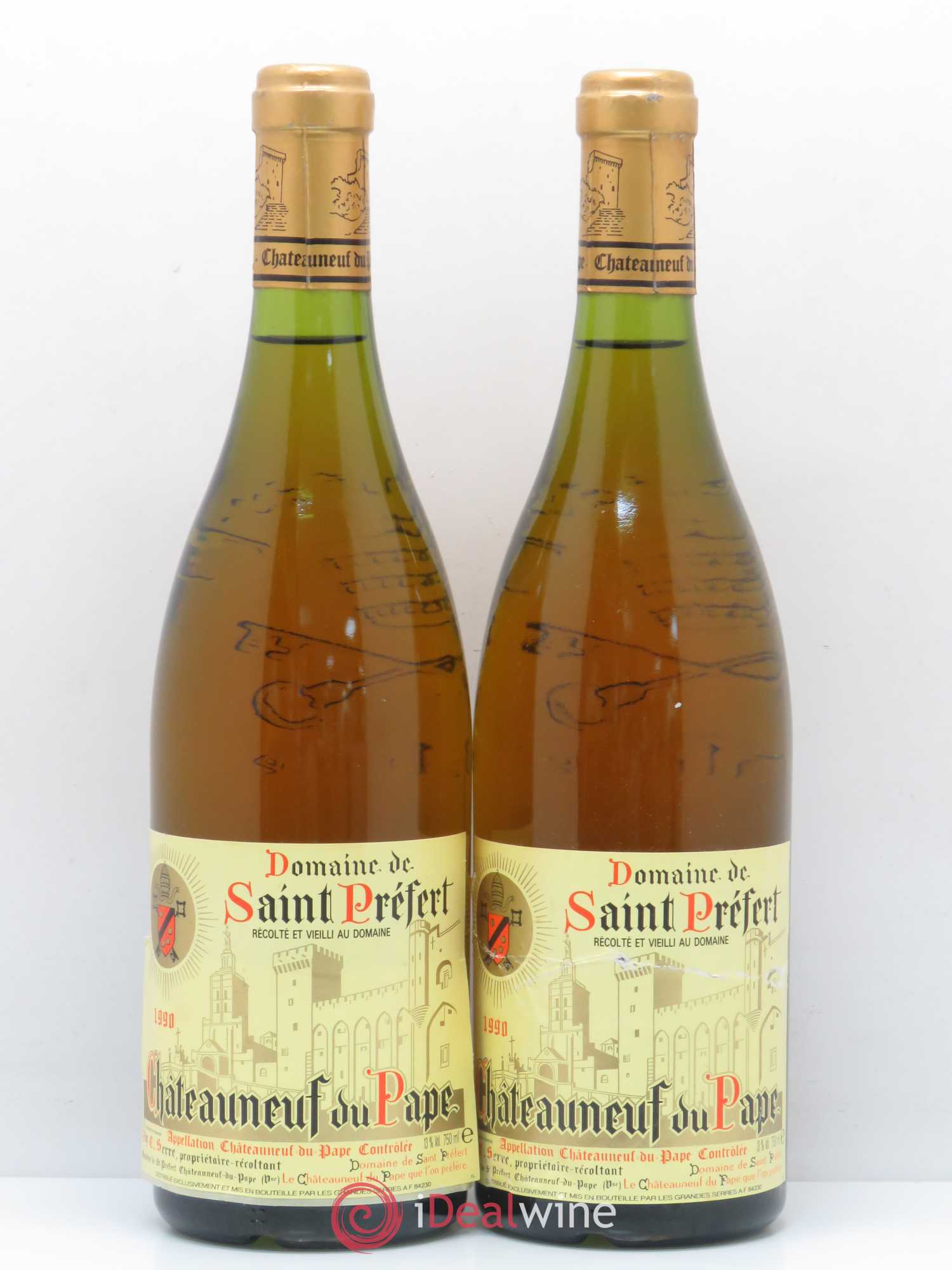 Châteauneuf-du-Pape Domaine de Saint Préfert 1990 - Lot de 2 bouteilles - 0