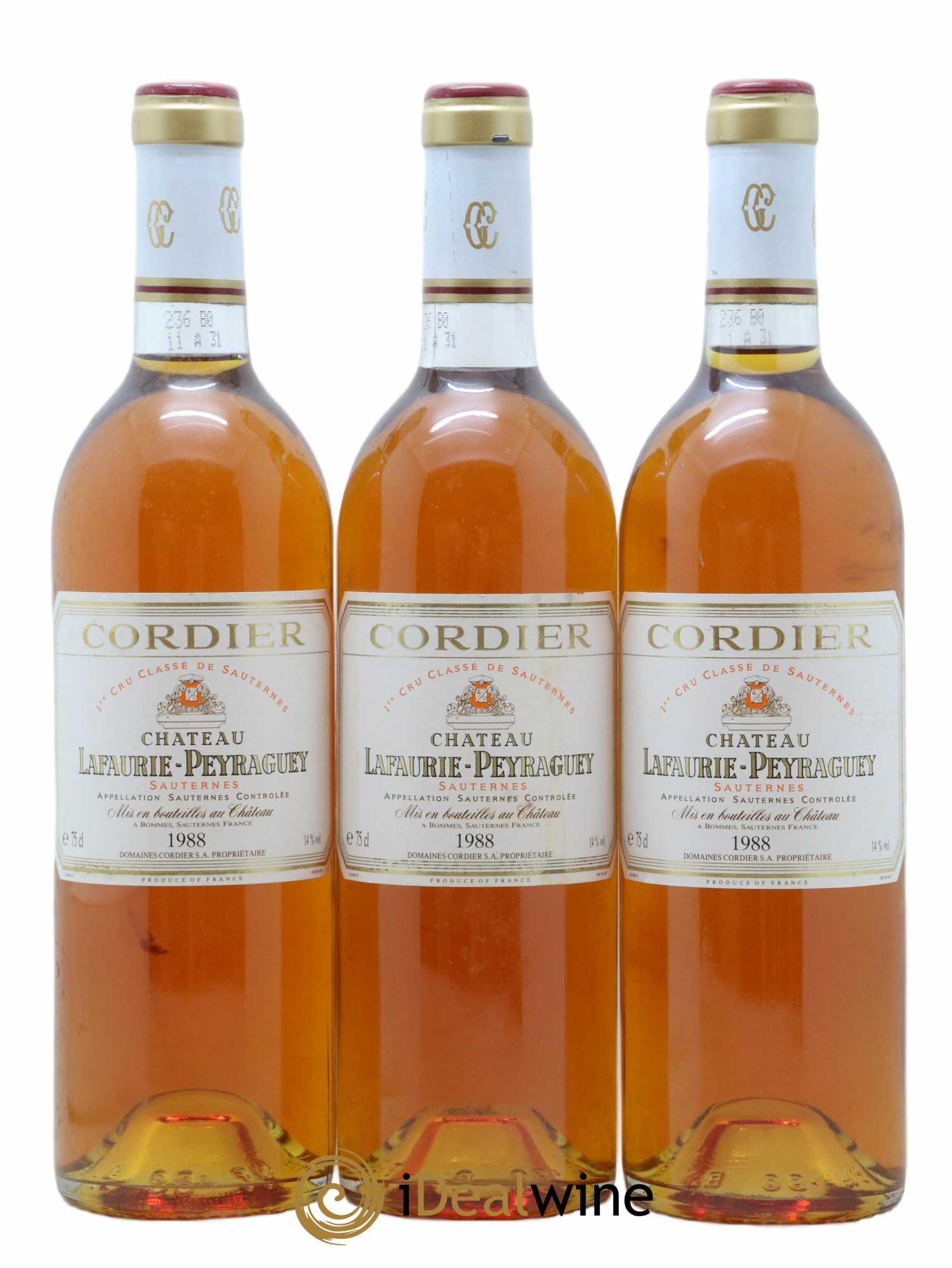 Château Lafaurie-Peyraguey 1er Grand Cru Classé 1988 - Lot de 3 bouteilles - 0