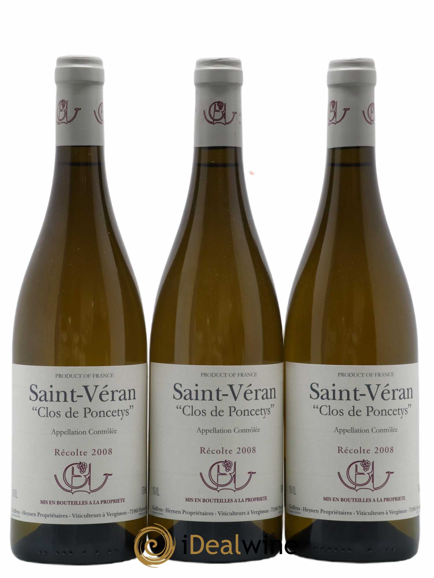 Saint-Véran Clos de Poncetys Guffens-Heynen 2008 - Lot de 3 bouteilles - 0