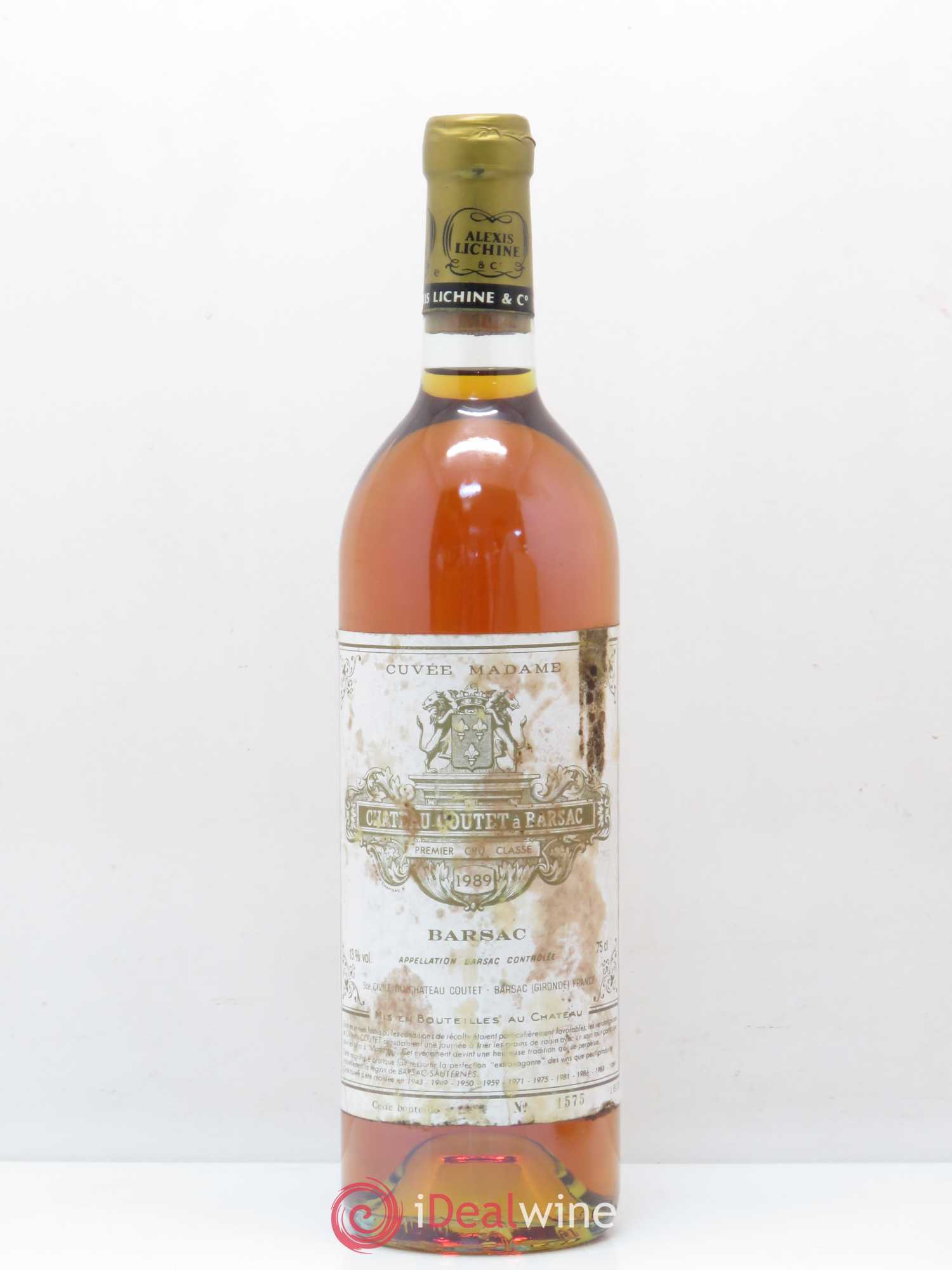 Château Coutet - Cuvée Madame 1er Grand Cru Classé 1989 - Lotto di 1 bottiglia - 0