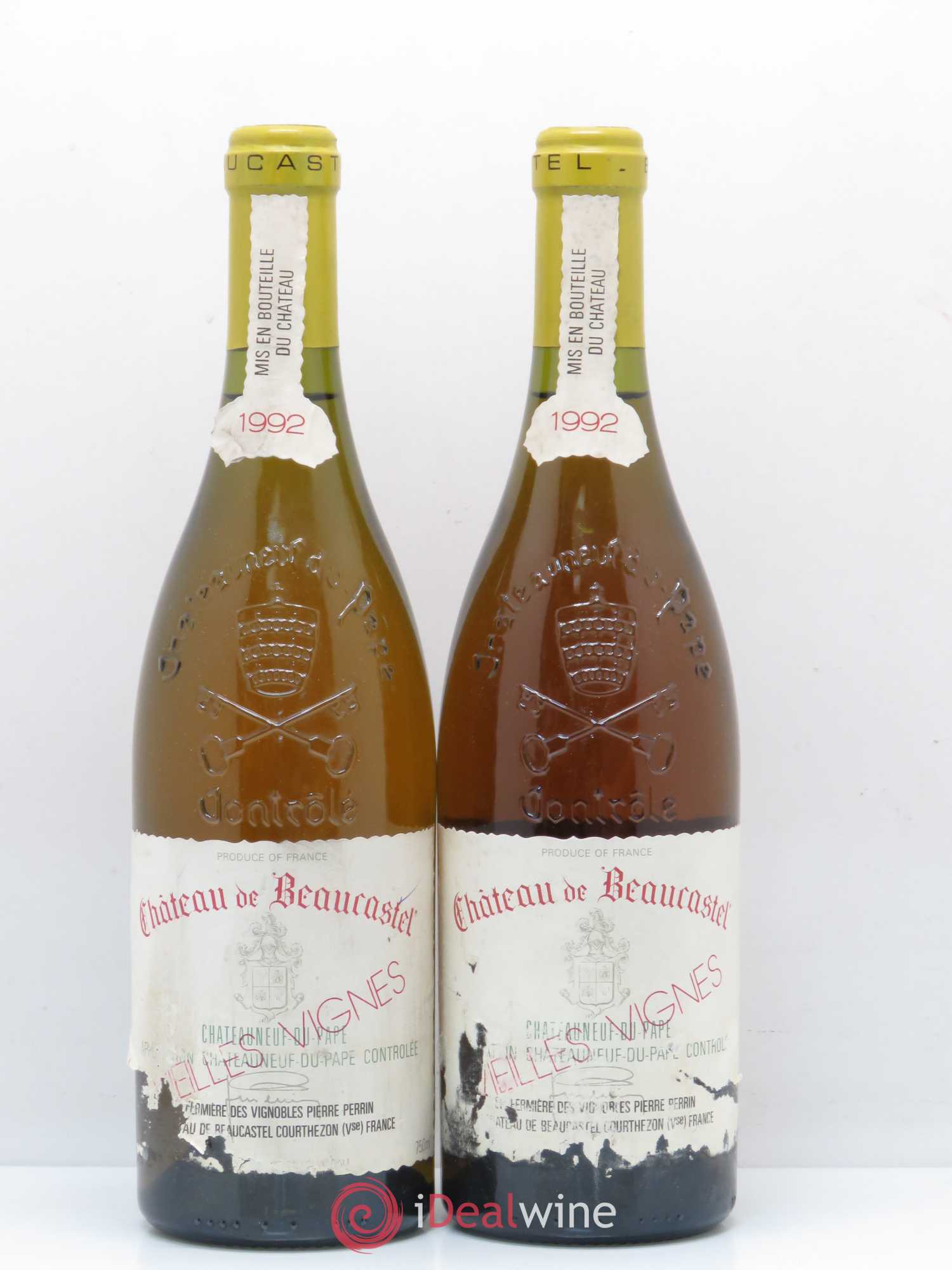 Châteauneuf-du-Pape Château de Beaucastel Vieilles vignes Roussanne Famille Perrin 1992 - Lot de 2 bouteilles - 0