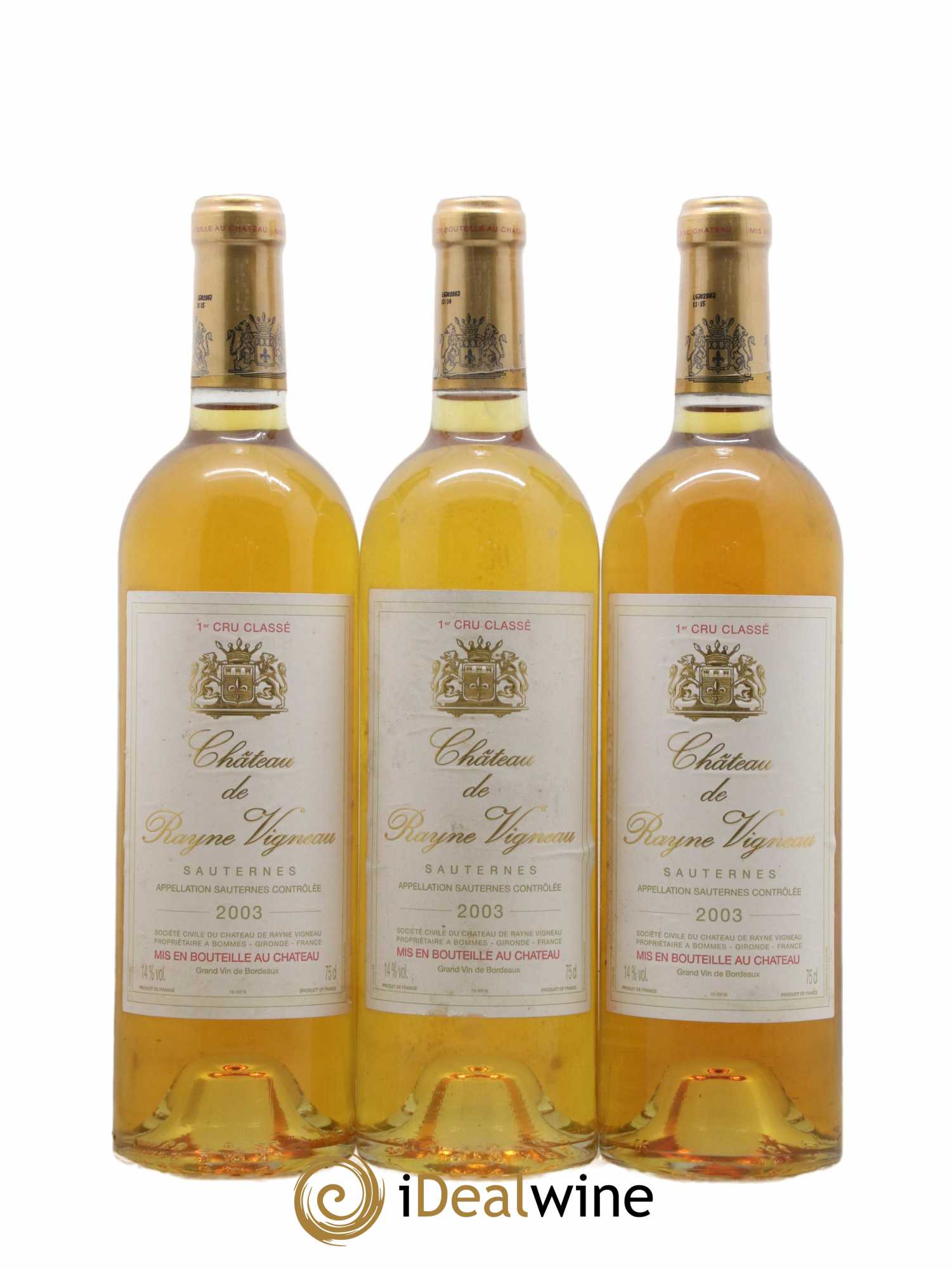 Château de Rayne Vigneau 1er Grand Cru Classé 2003 - Lot de 3 bouteilles - 0