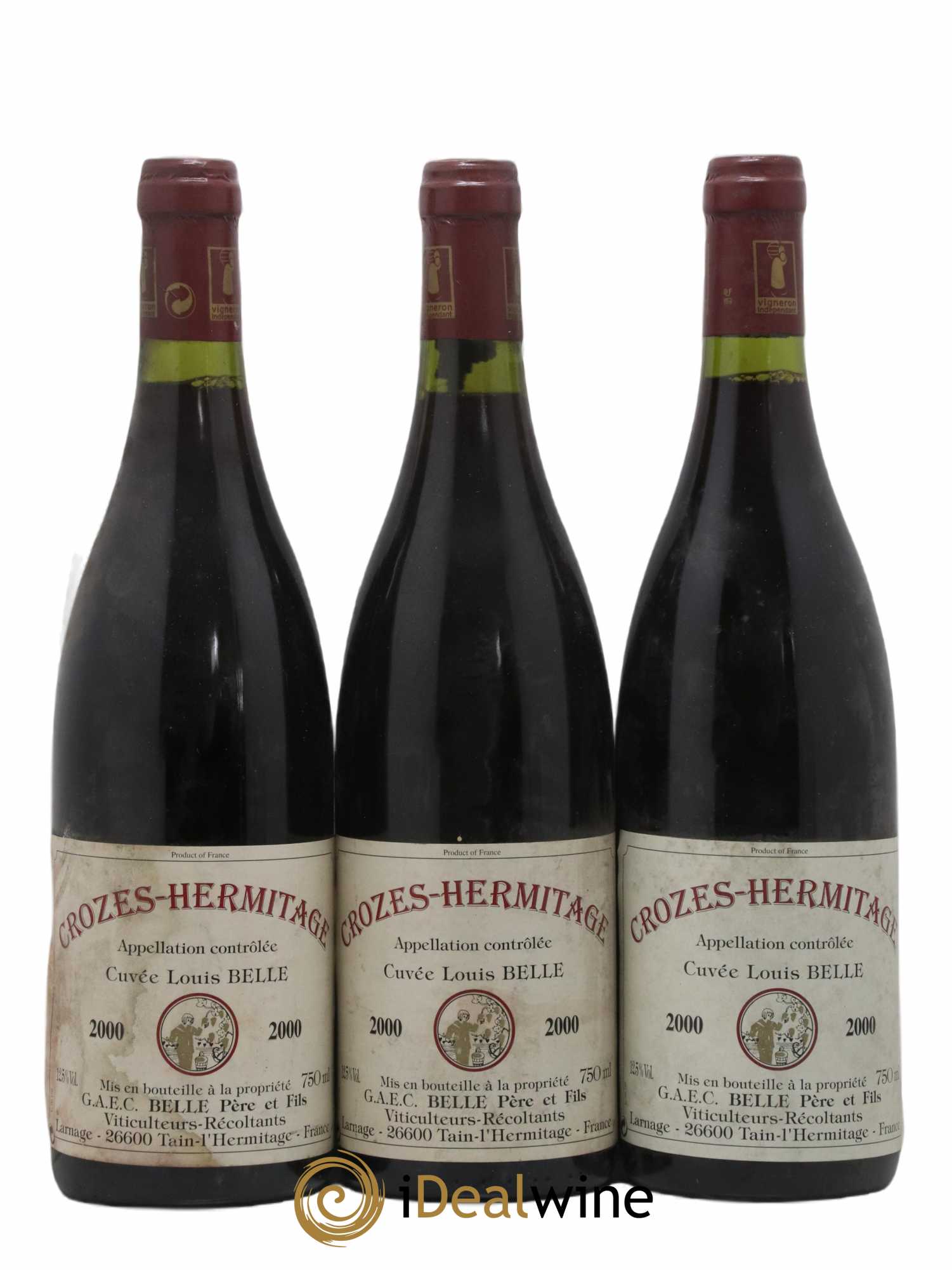 Crozes-Hermitage Cuvee Louis Belle Belle P & F 2000 - Lot de 3 bouteilles - 0