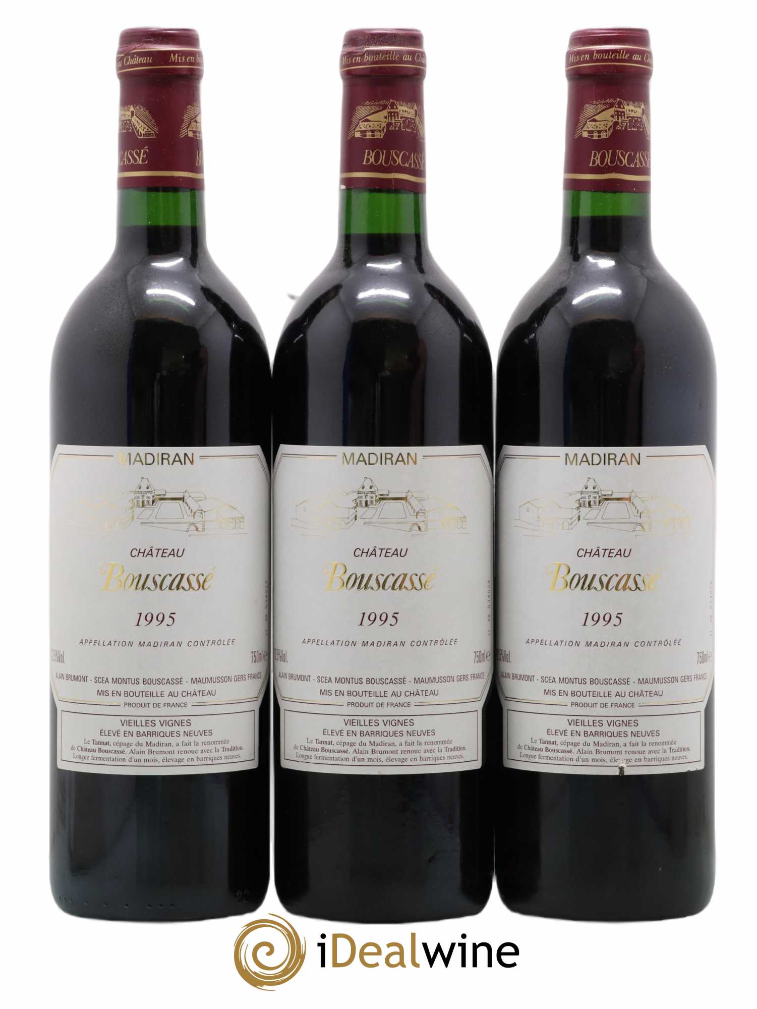 Madiran Vieilles Vignes Château Bouscassé - Alain Brumont 1995 - Lot de 3 bouteilles - 0